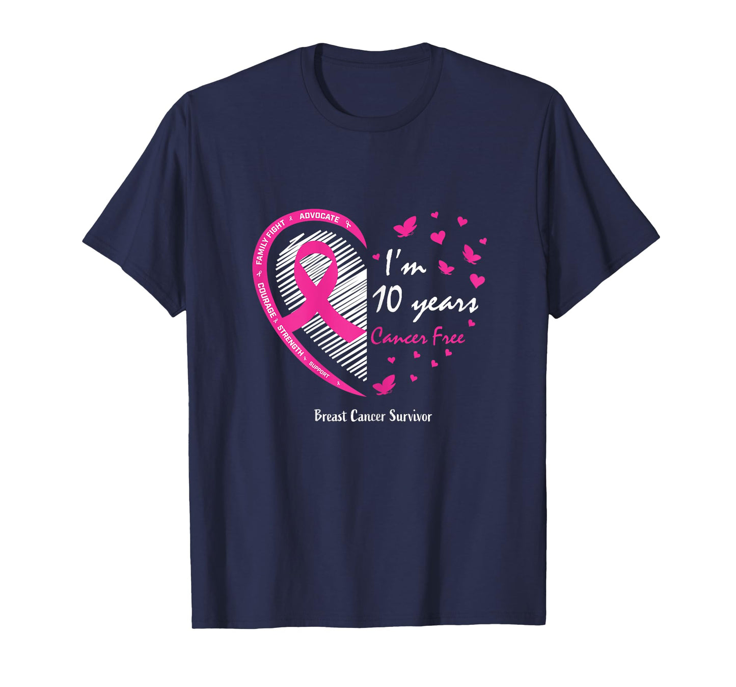 10 Year Survivor Gifts Women Mom Pink Breast Cancer Survivor T-Shirt