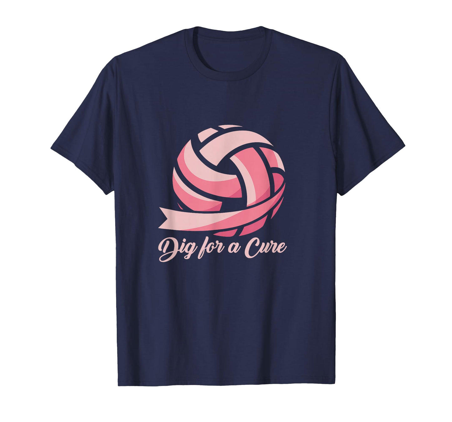 Funny Dig for Cure Ribbon Volleyball Breast Cancer Awareness T-Shirt