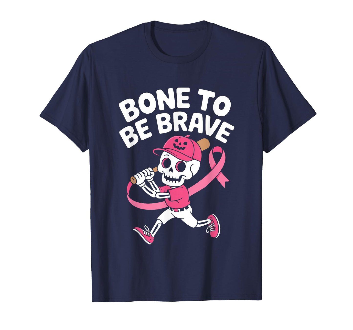 Baseball Skeleton Fighter Halloween Breast Cancer Awareness T-Shirt