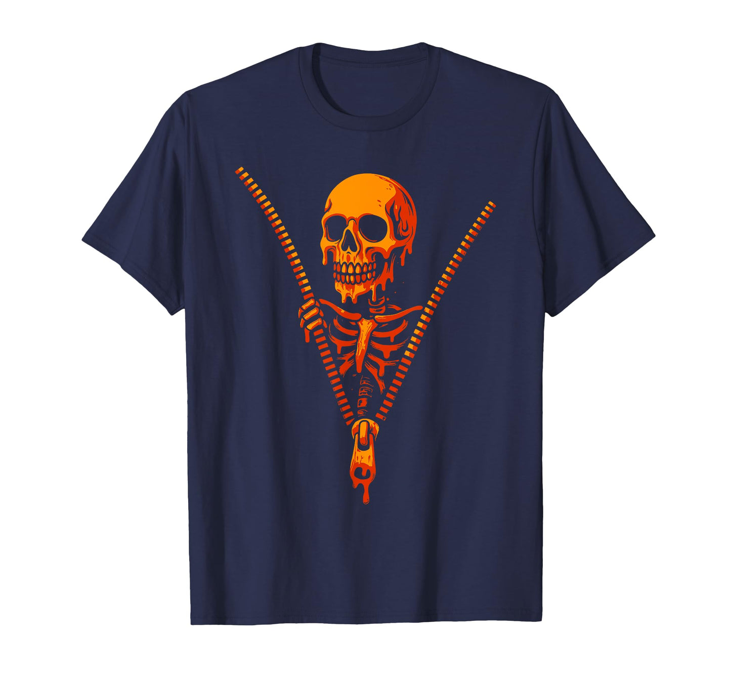 Melting Skeleton Unzipped Chest Halloween Creepy Costume T-Shirt