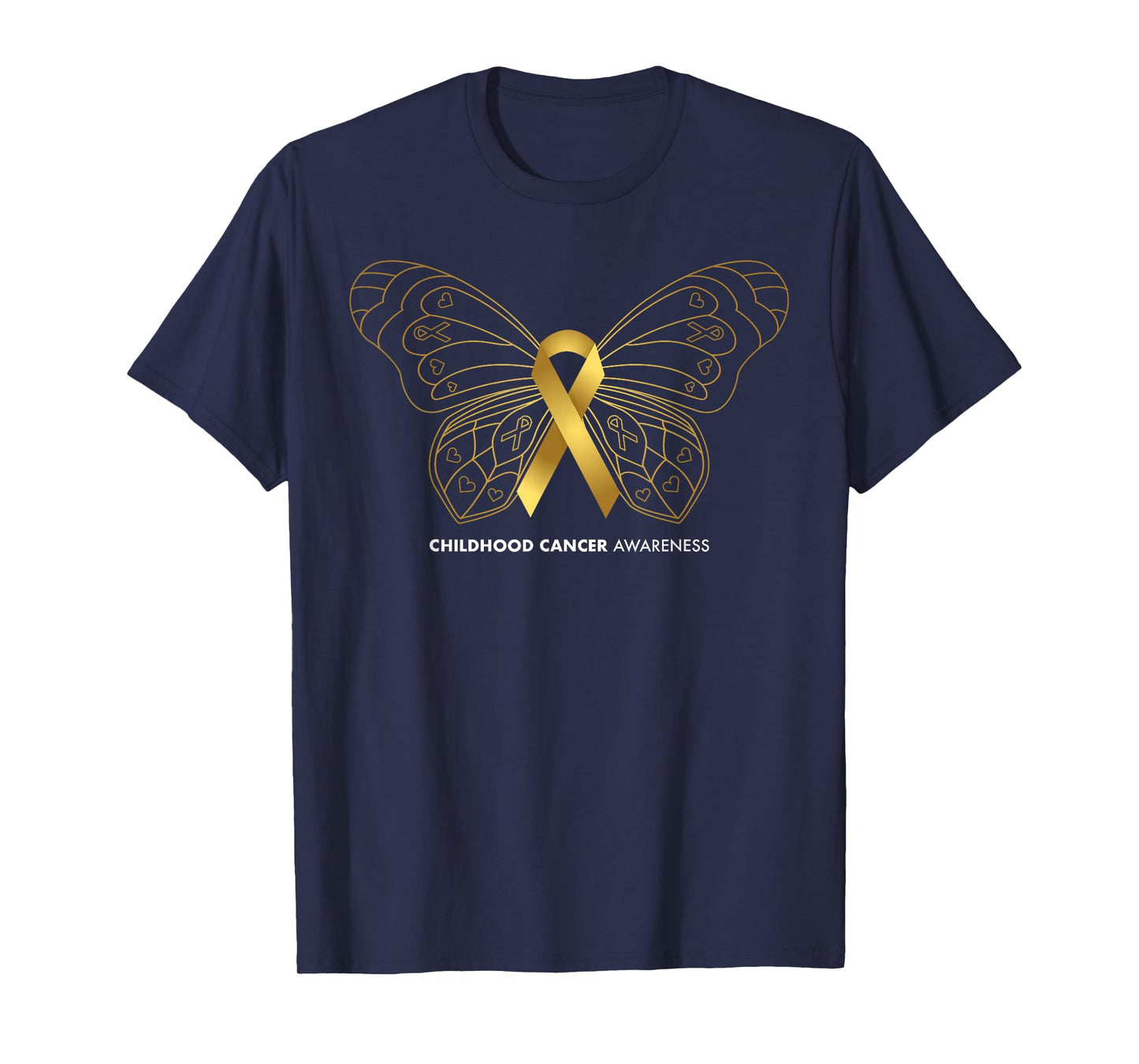 Childhood Cancer Awareness Shirts, Butterfly & Gold Ribbon T-Shirt