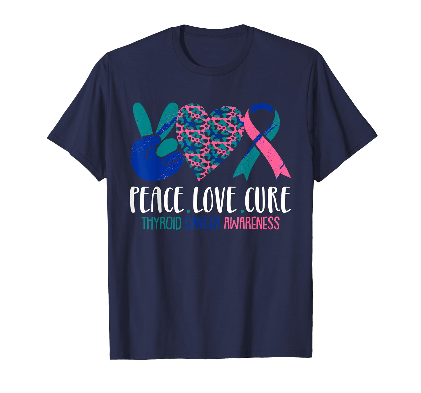Peace Love Cure Thyroid Cancer Awareness Survivor Warrior T-Shirt