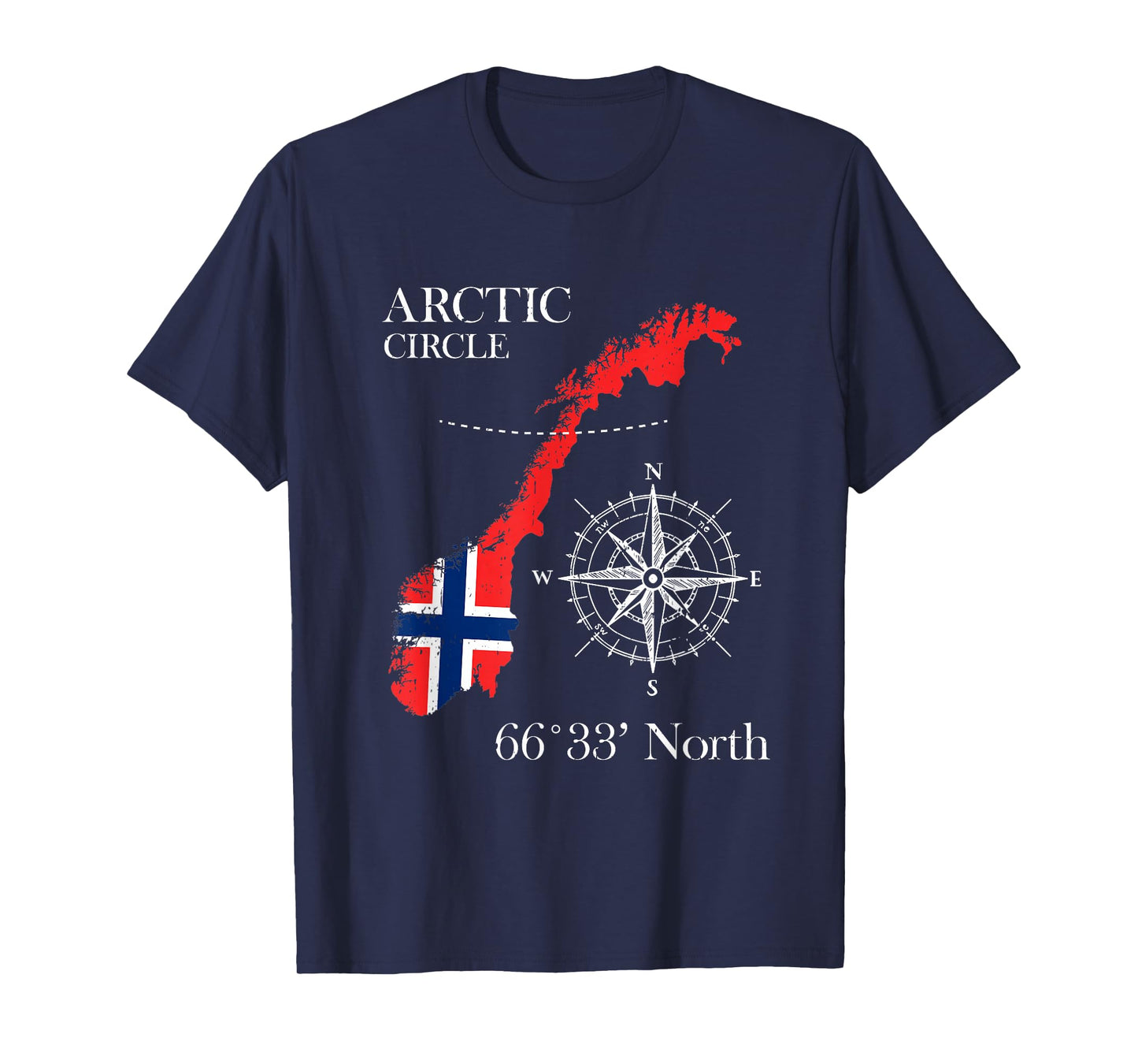 Norway Scandinavia Hiking Camper Fishing Norge - Arctic Circle Polar North Norwegian Flag T-Shirt - Unisex-Adults - Black - Small - Short Sleeve - Classic Fit - Cotton, Polyester