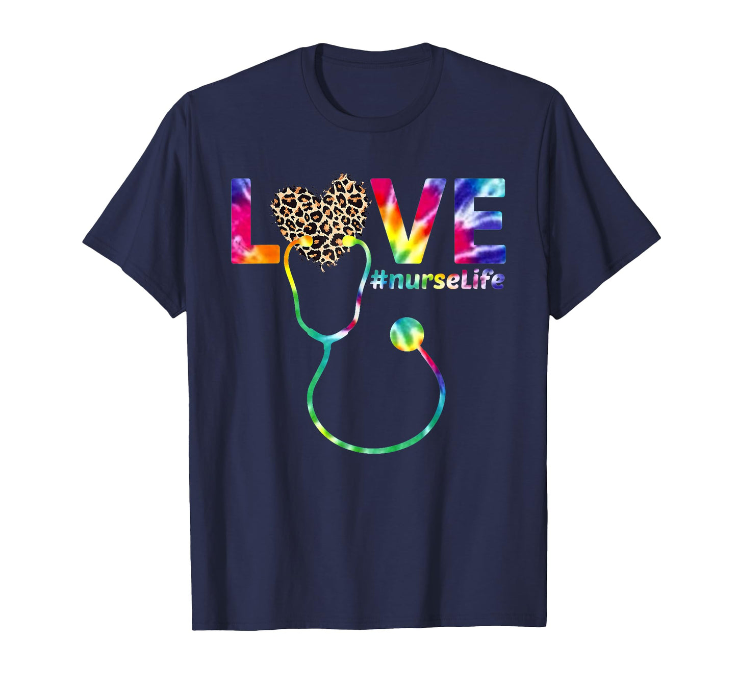Nurse Life RN LPN CNA Healthcare Leopard Nurse Week tie dye T-Shirt