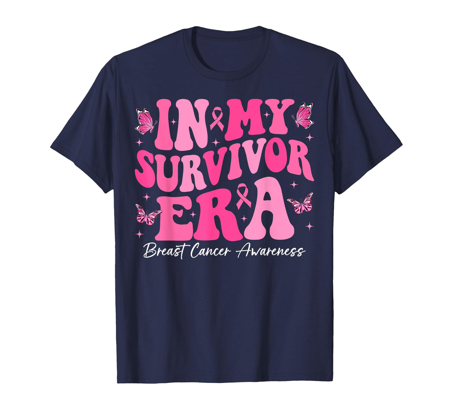 In My Survivor Era Retro Groovy Breast Cancer Awareness T-Shirt