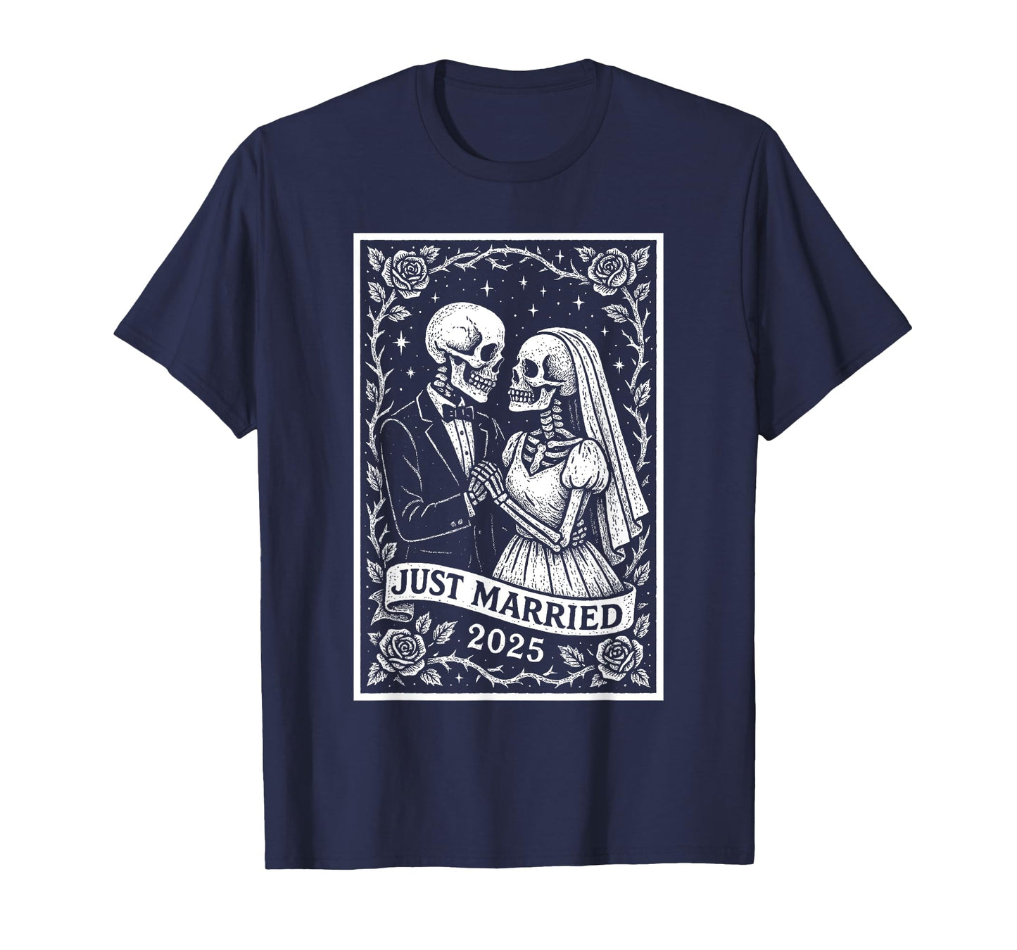 Halloween Couples 2025 Just Married Halloween Wedding T-Shirt