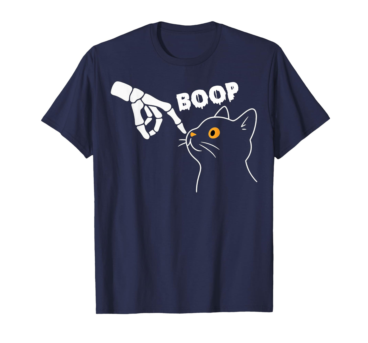 Skeleton Hand Boop On A Cat's Nose Funny Halloween Graphic T-Shirt