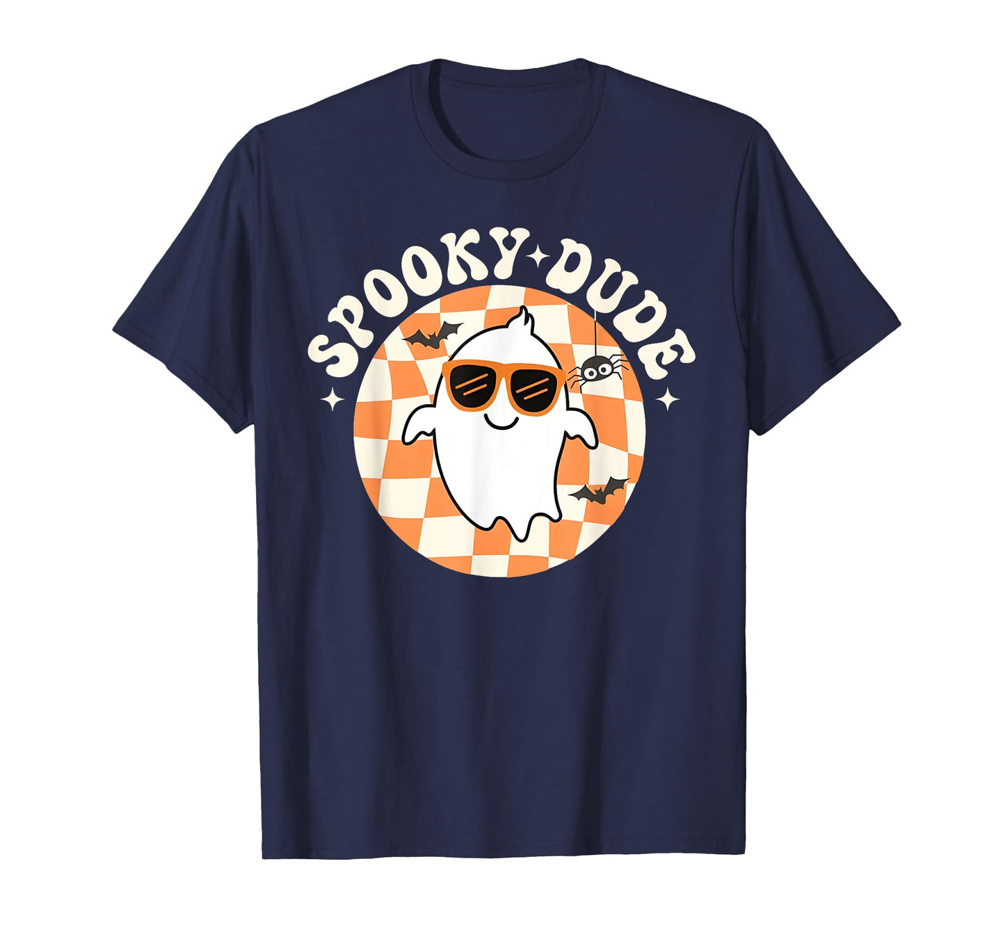 Groovy Spooky Dude Retro Checkered Ghost Halloween Toddler T-Shirt
