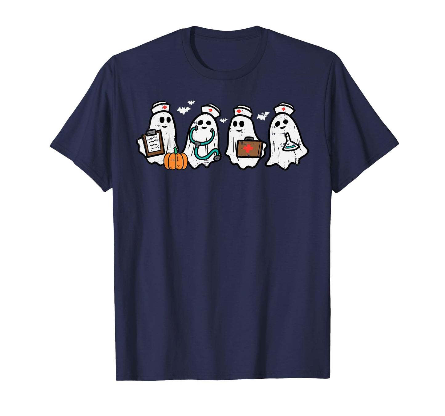 Ghost Nurses Halloween Crew Funny Costume Scrub Top Women T-Shirt
