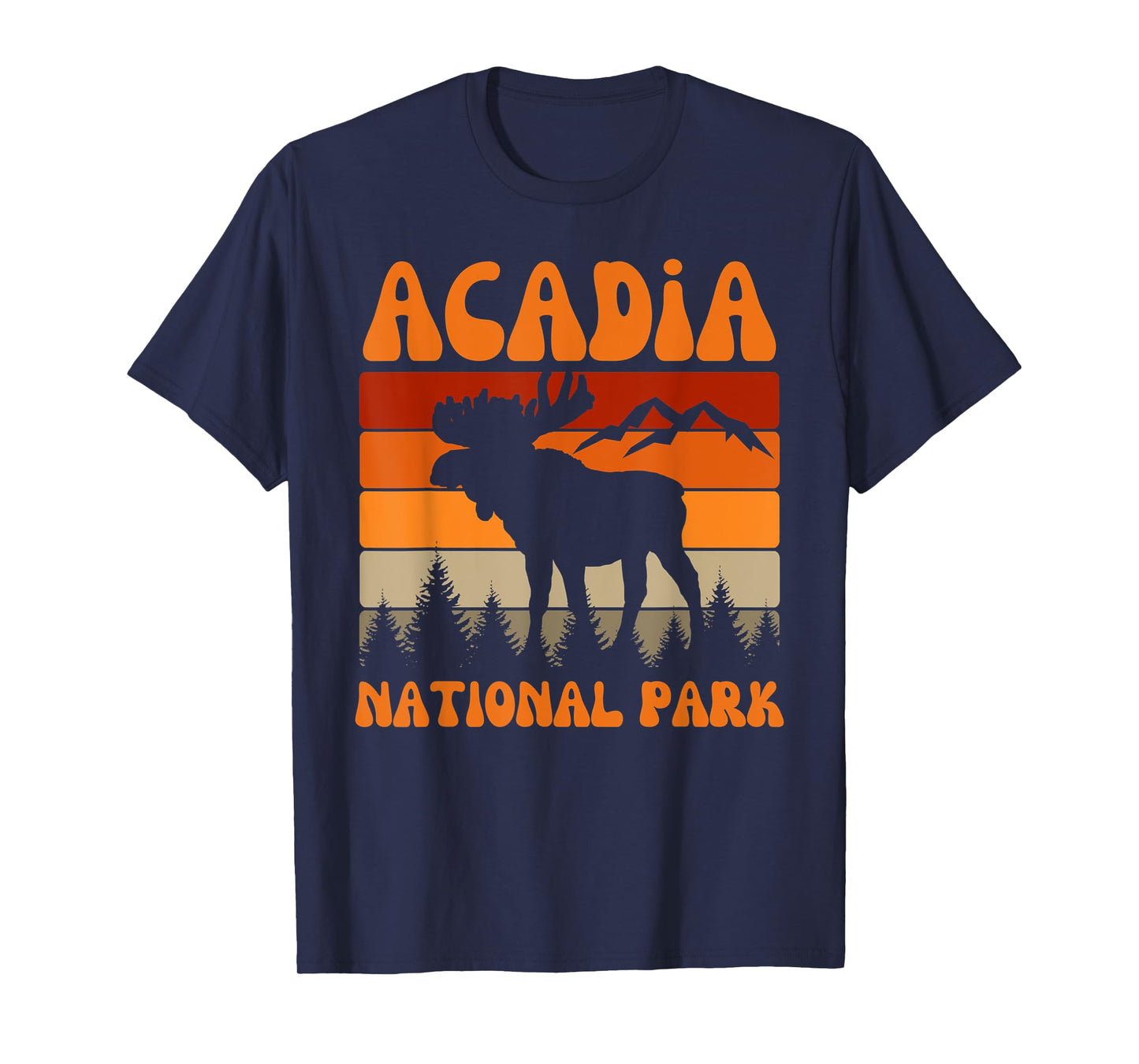 Acadia National Park Maine Moose Hike Outdoors Retro T-Shirt