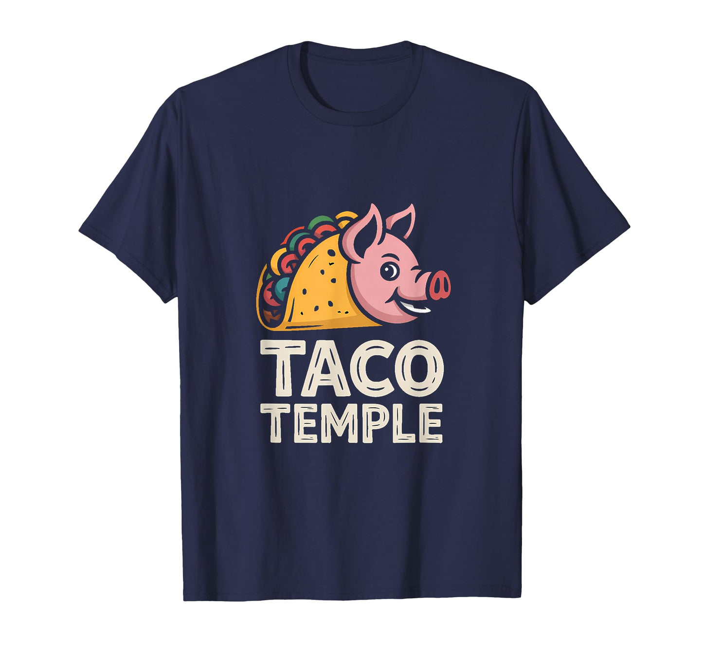 Aztec Pig: Taco Temple Retro Illustration T-Shirt