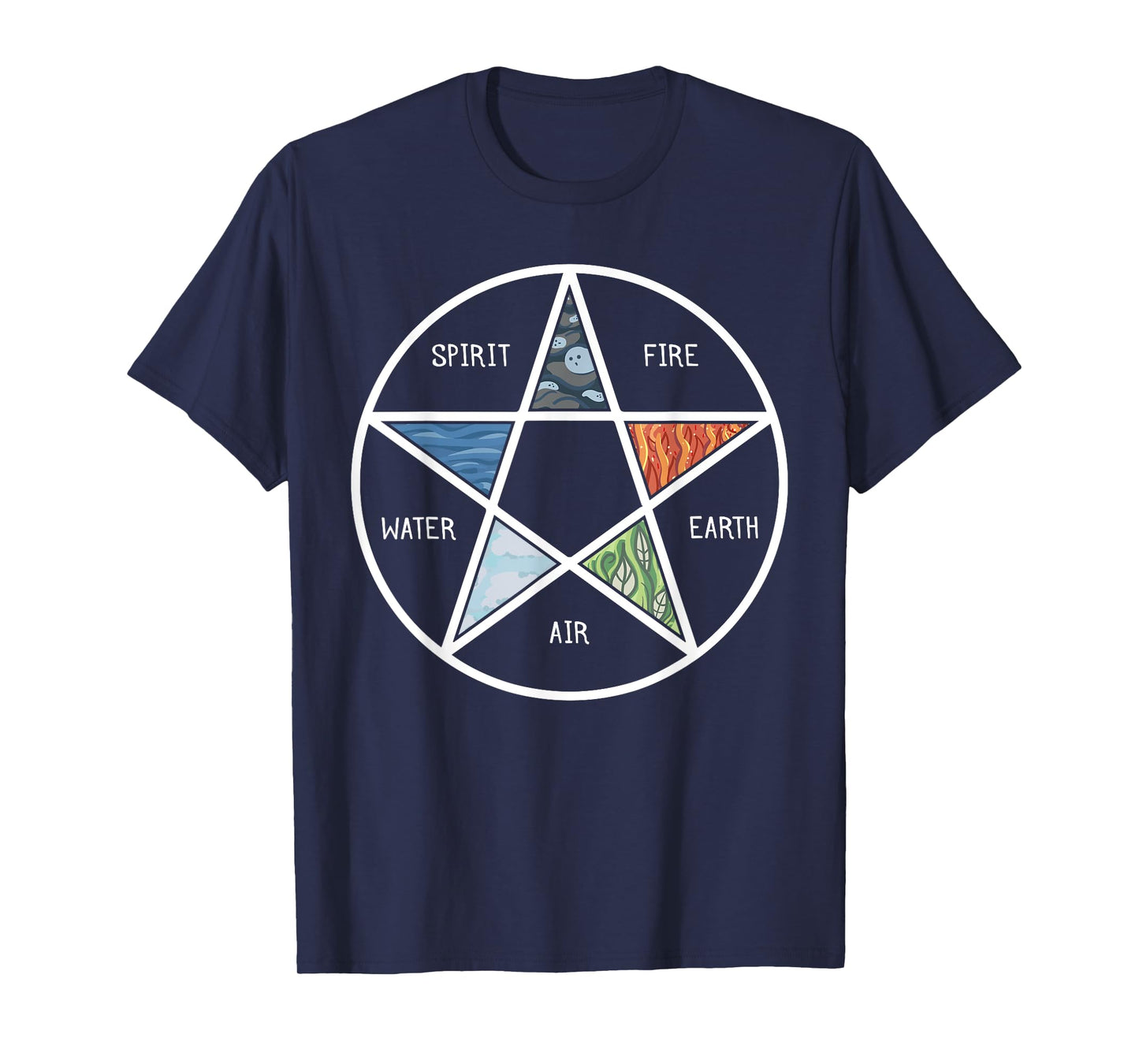 Pentagram Air Fire Water Spirit Earth Pagan Witchcraft Wicca T-Shirt