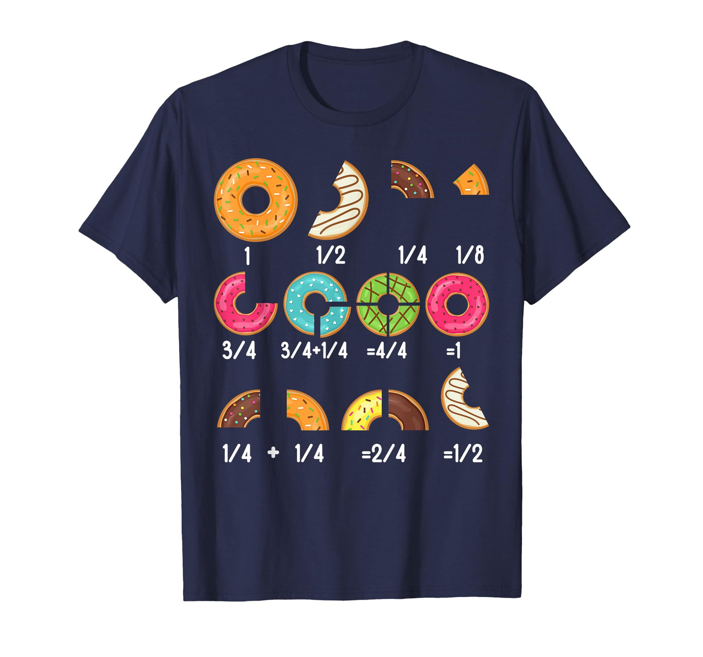 Donut Fraction Math Teachers Back To School Educational T-Shirt