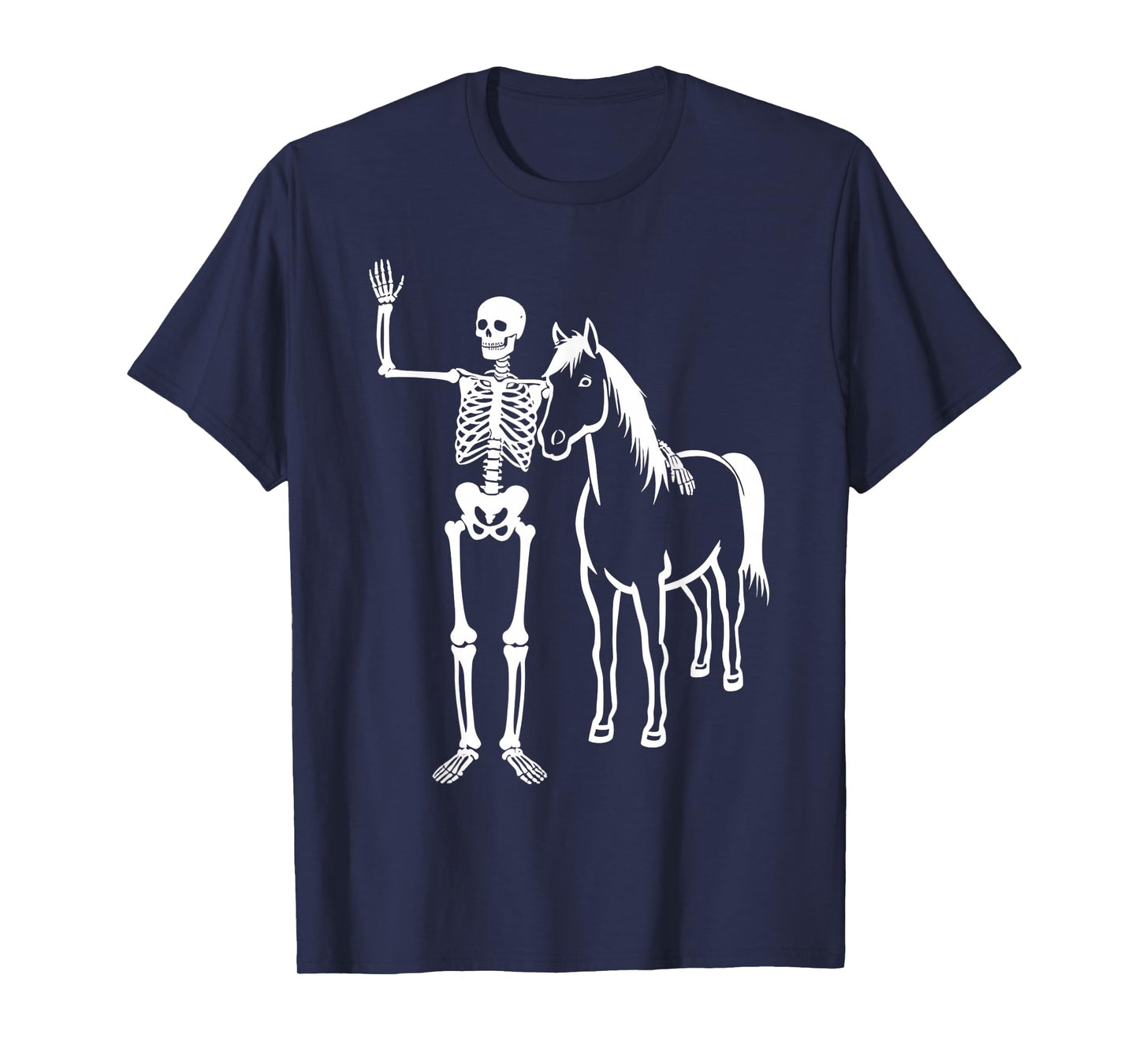 Funny Skeleton and Horse Cute Halloween Cowboy Men Women T-Shirt