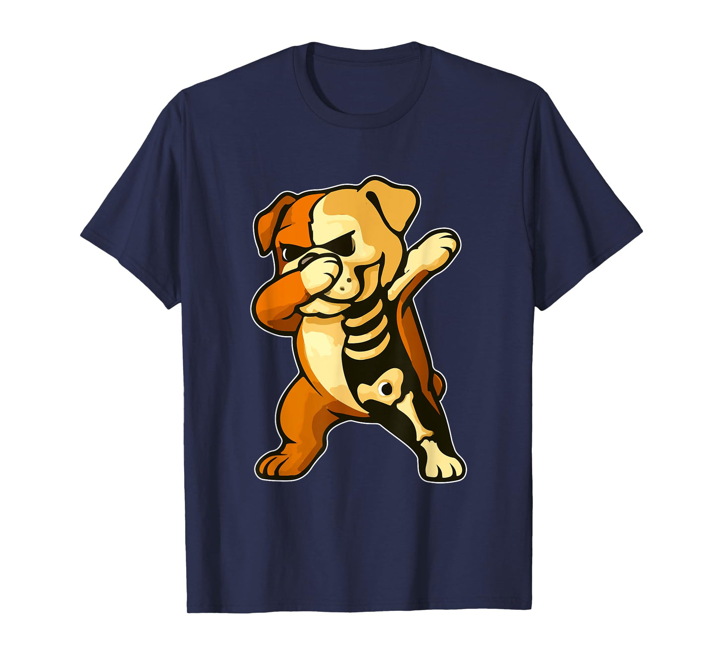Dabbing English Bulldog Half Skeleton Halloween Owner Lover T-Shirt