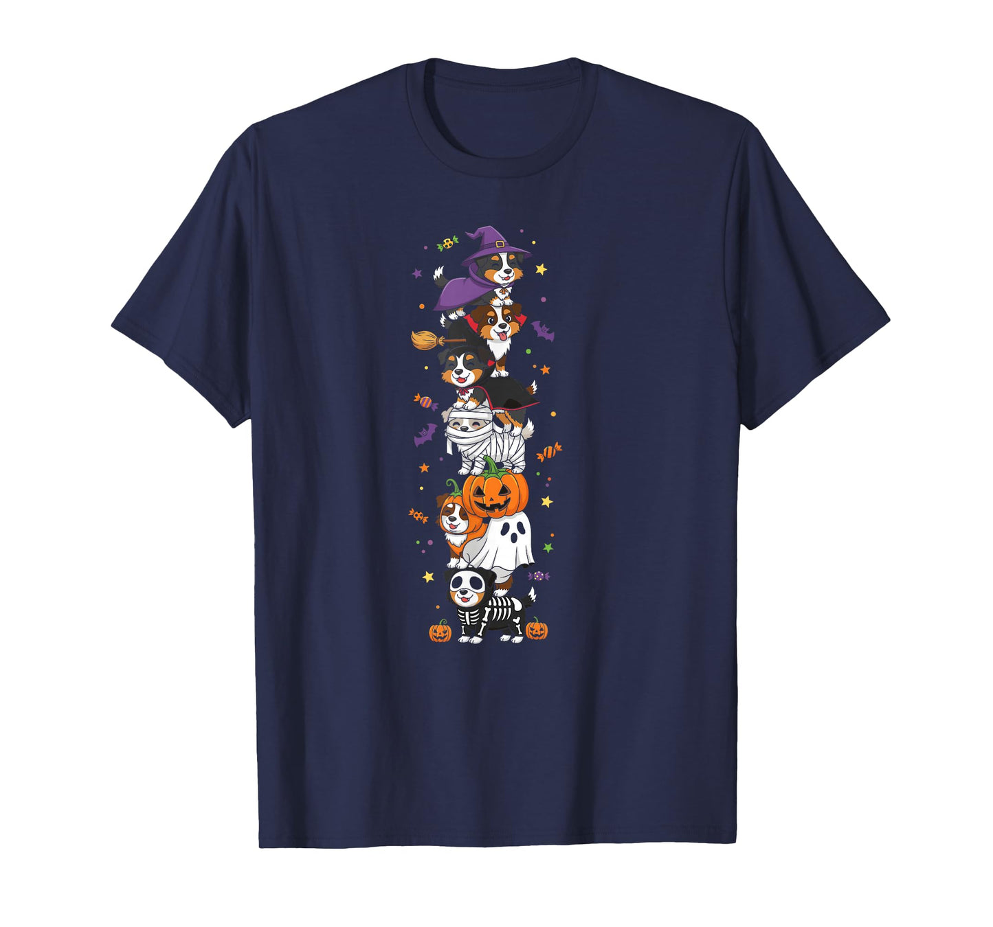 Australian Shepherd Witch Ghost Halloween Kids Mens Womens T-Shirt