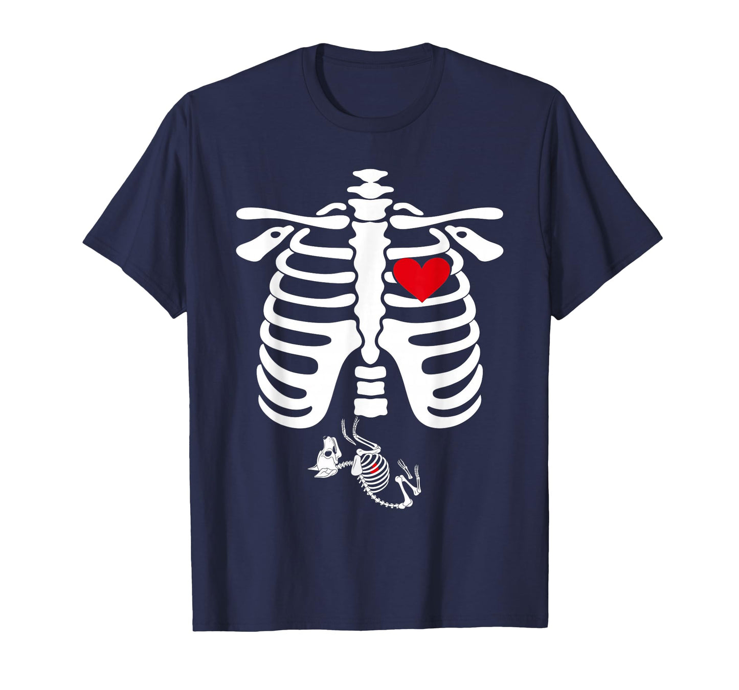 Skeleton Pregnancy Announcement Siberian Husky Dog Halloween T-Shirt