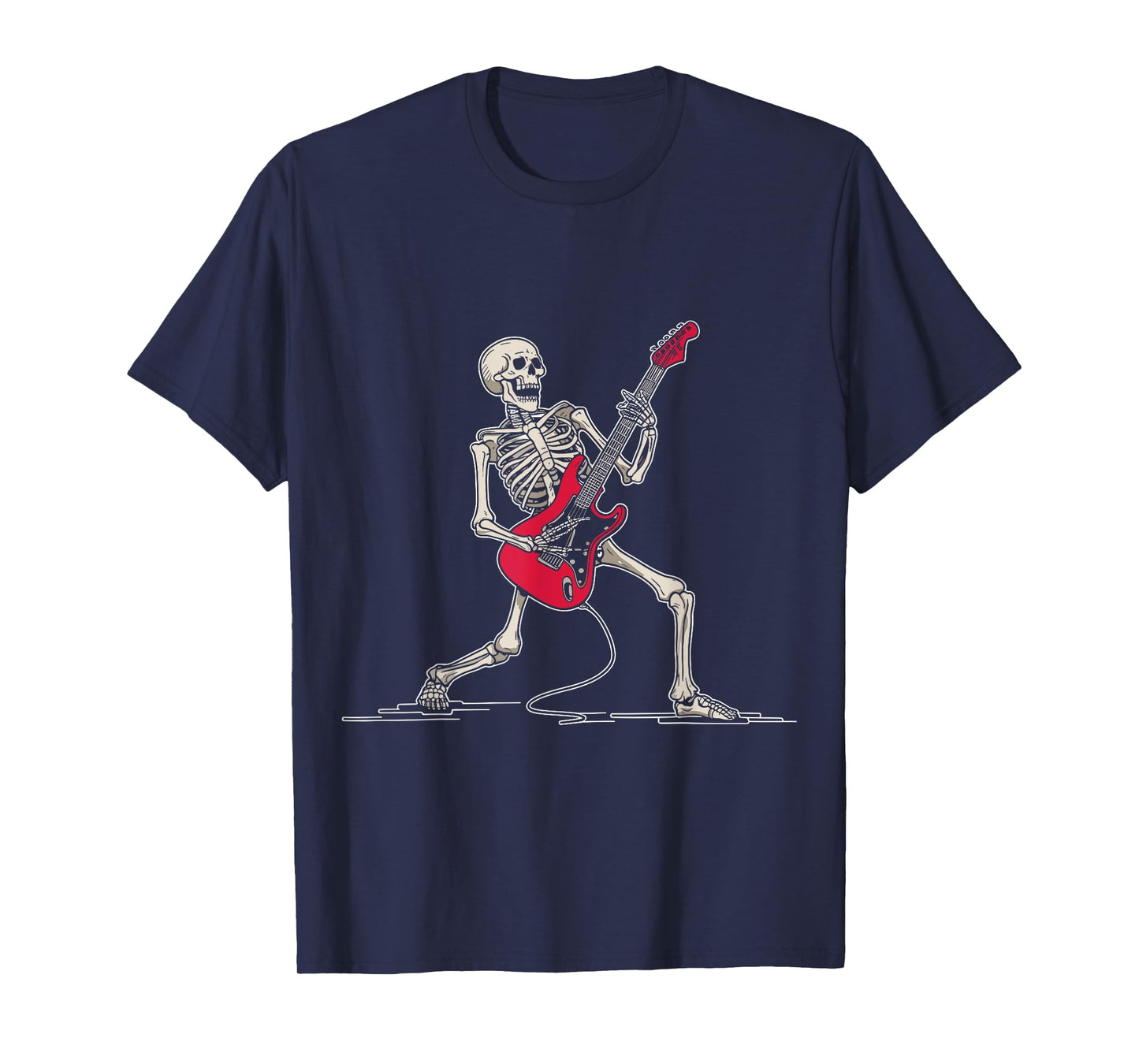 Rocker Skeleton Men Boys Bass Guitar Guitarist Halloween T-Shirt