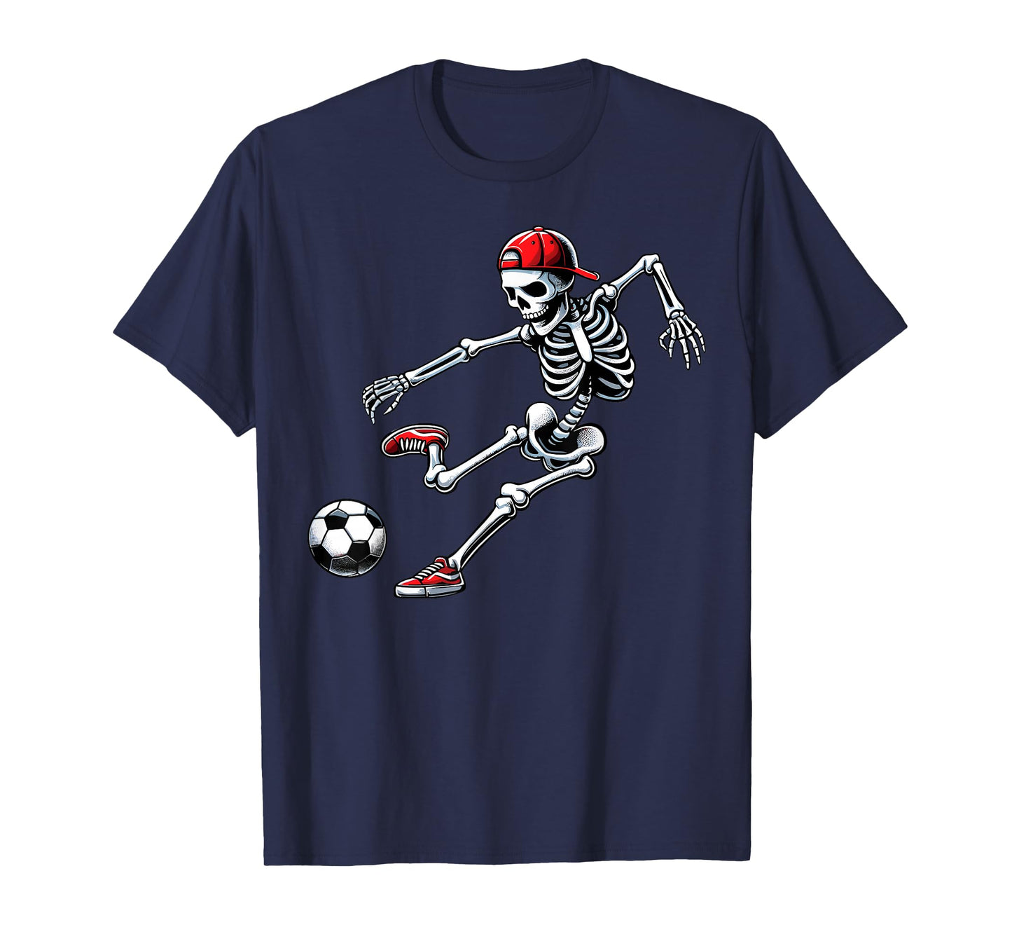 Skeleton Soccer Player Halloween Sports Football Men Women T-Shirt