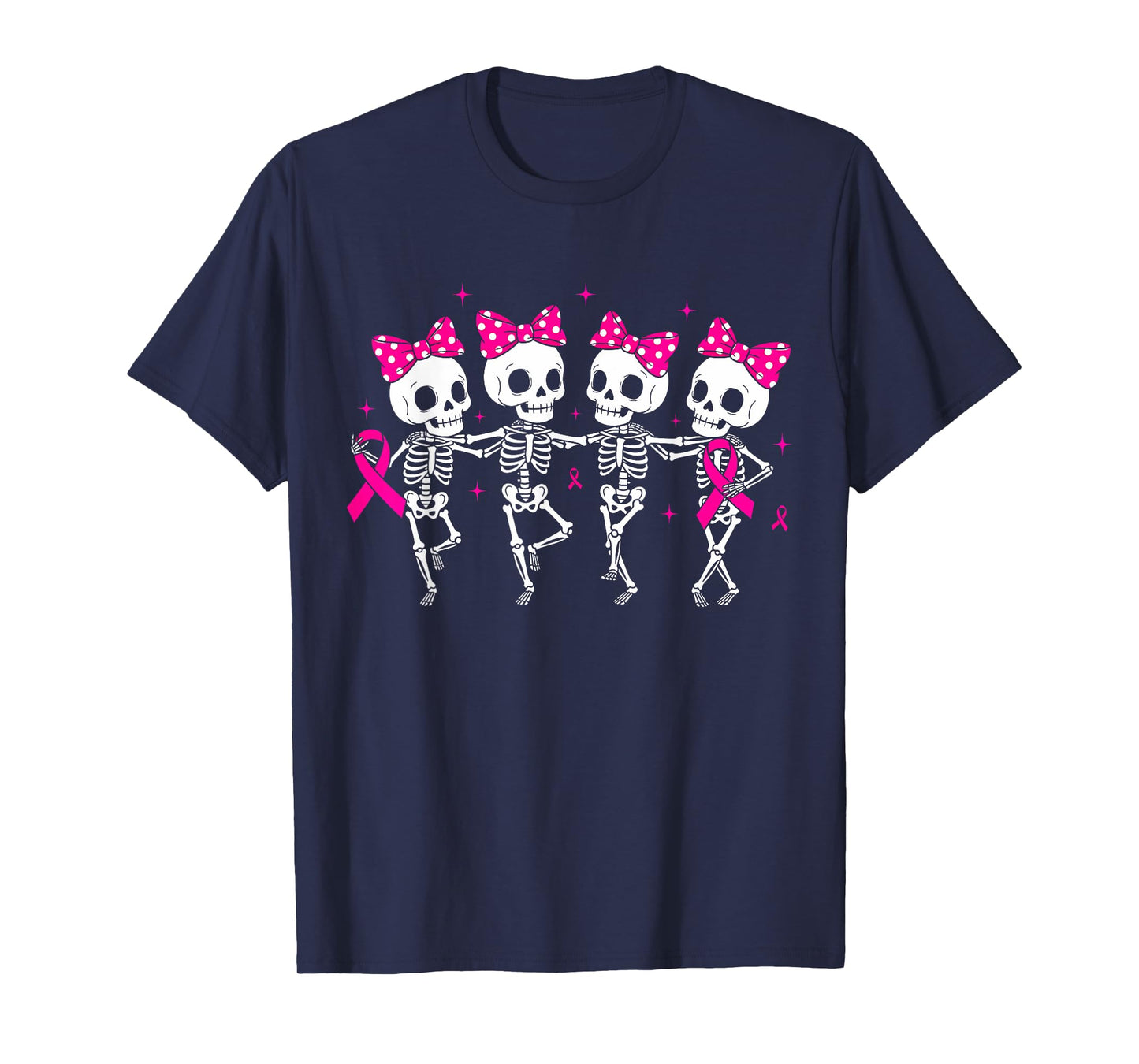 Funny Skeleton Pink Ribbon Breast Cancer Awareness T-Shirt