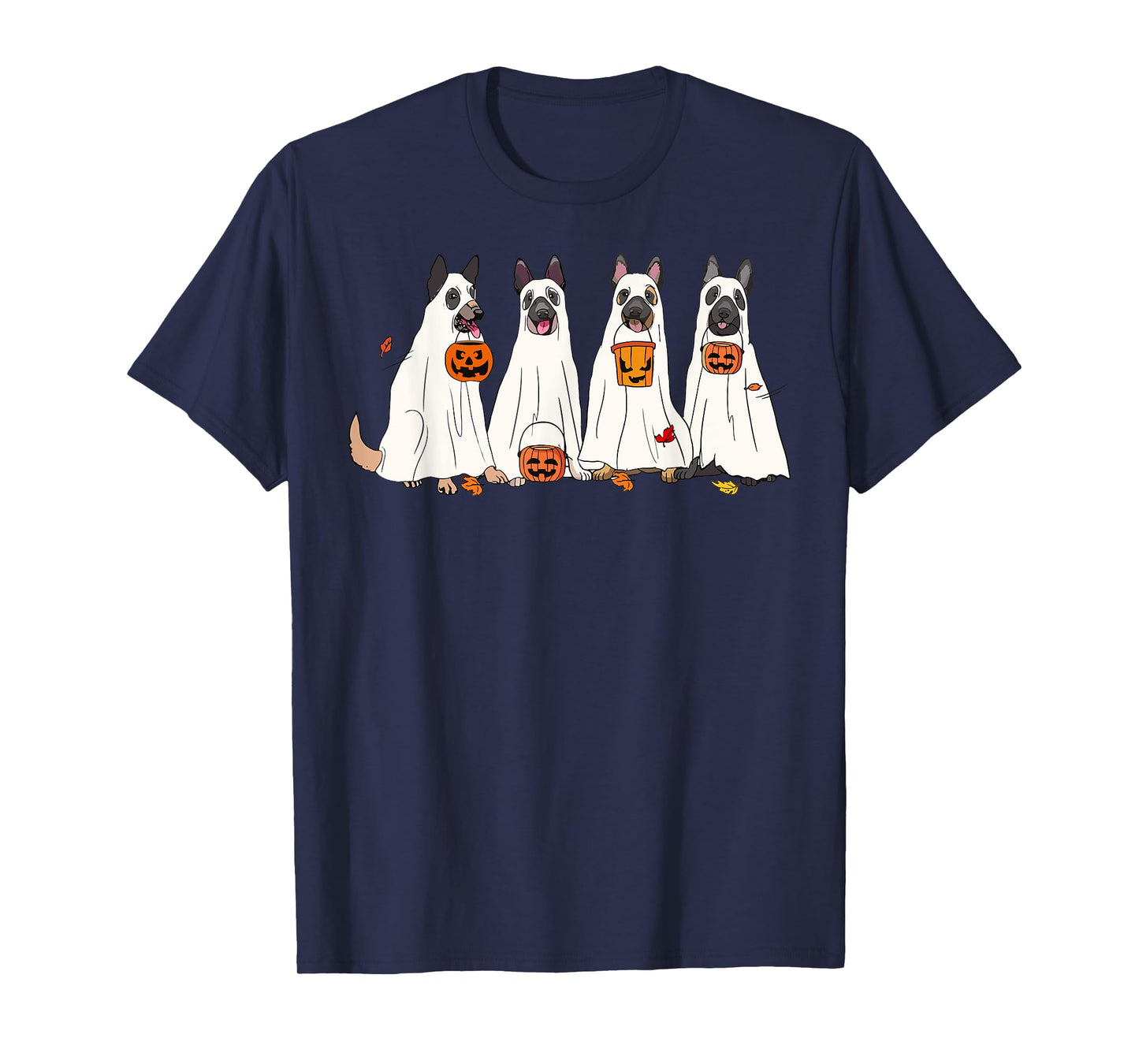 Dog Halloween Trick Or Treat Boo Ghost Pumpkin Malinois Dogs Men Women Kids T-Shirt
