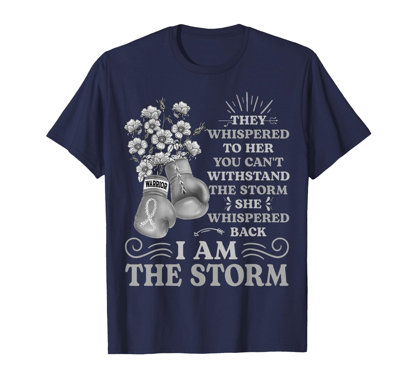 I'm The Storm Boxing Warrior Pearl Ribbon Women Lung Cancer T-Shirt