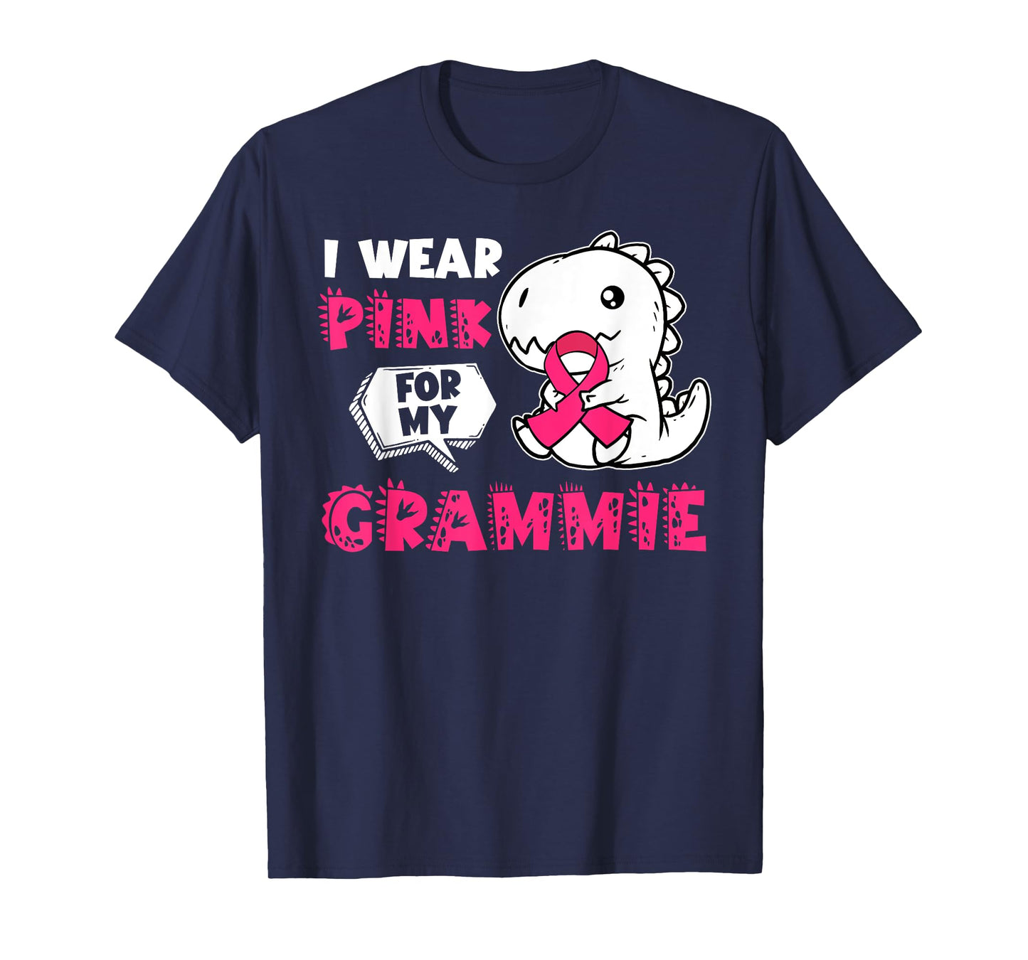 I Wear Pink For My Grammie Breast Cancer Awareness Dinosaur T-Shirt