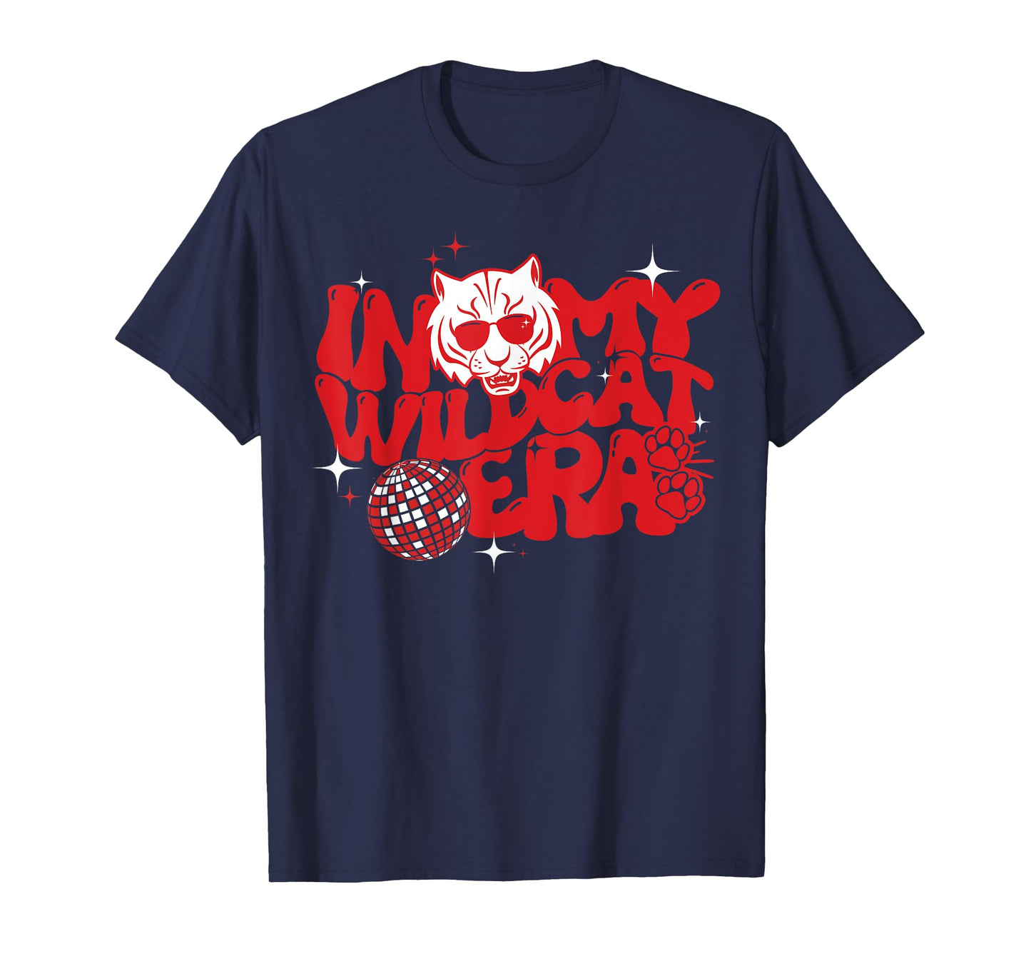 In My Wildcat Era Groovy School Spirit Wildcat Mascot Men Women Kids T-Shirt