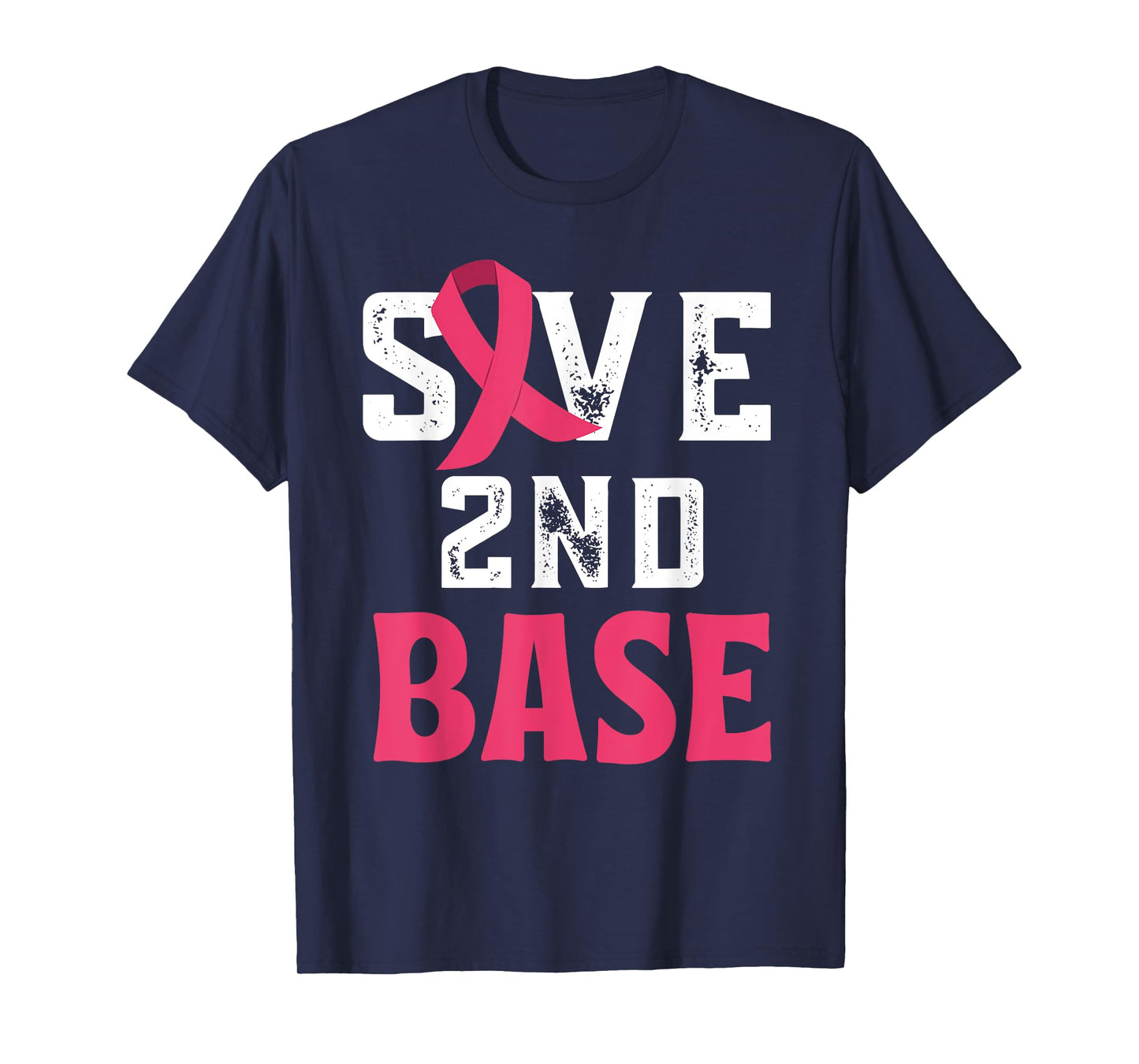 Save Second 2nd Base Funny Baseball Breast Cancer Awareness T-Shirt
