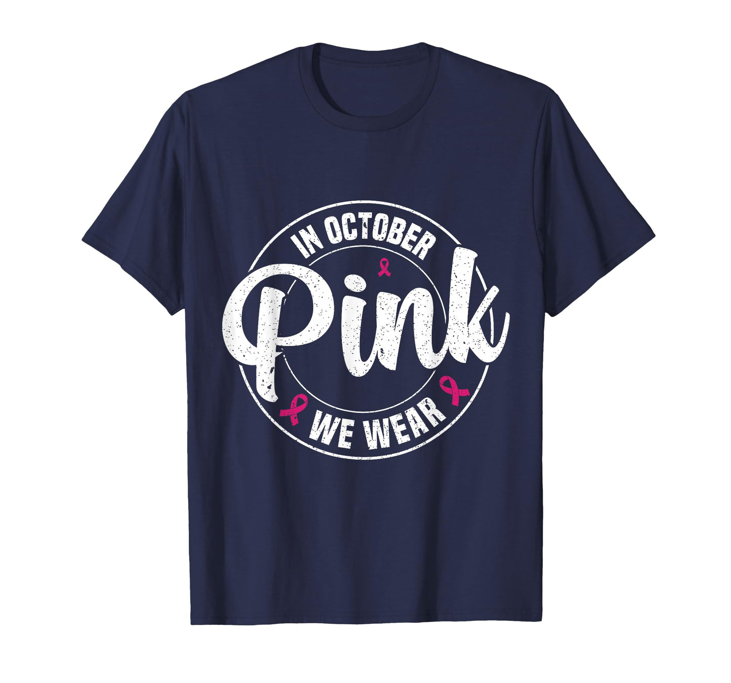 in October We Wear Pink Breast Cancer Awareness Halloween T-Shirt