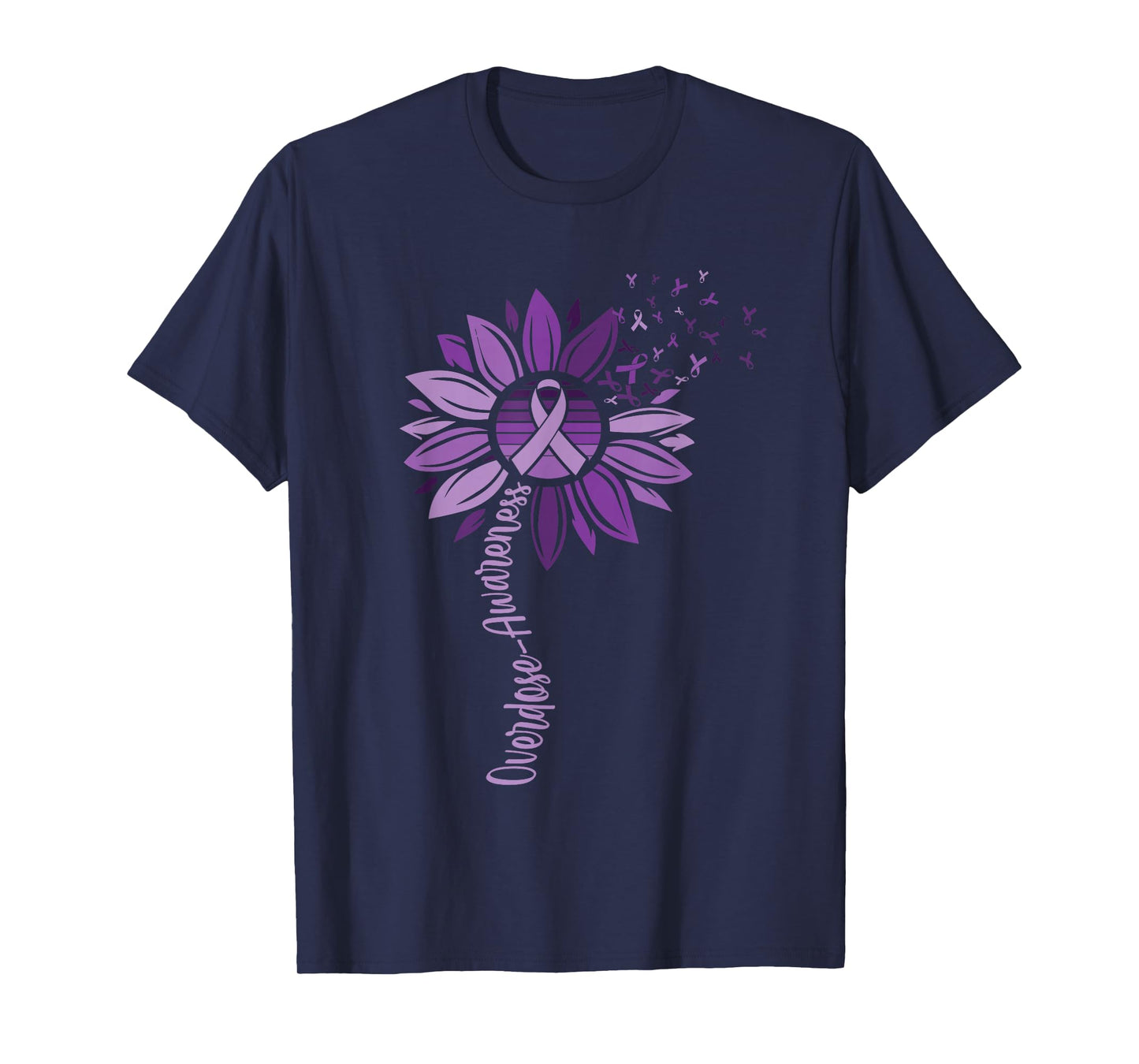 Sunflower Ribbons Overdose Awareness For Women Men T-Shirt