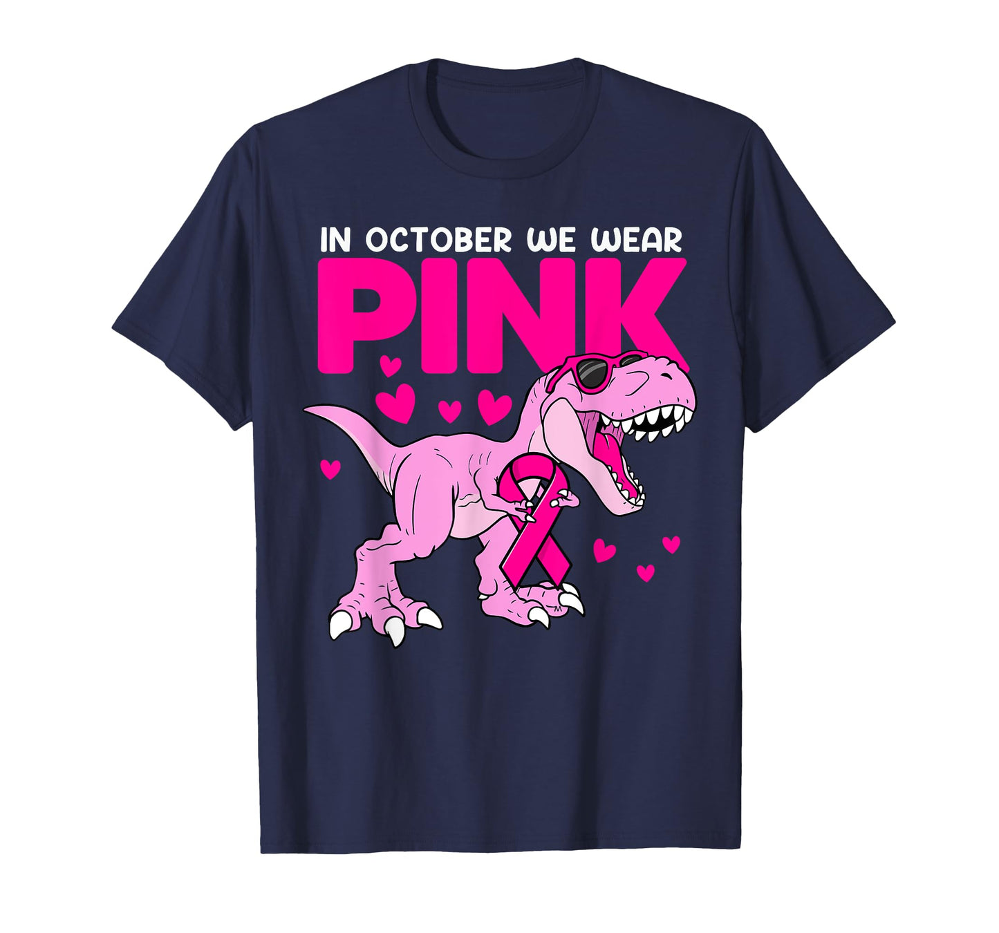 In October We Wear Pink Cute Dinosaur Breast Cancer Boys T-Shirt