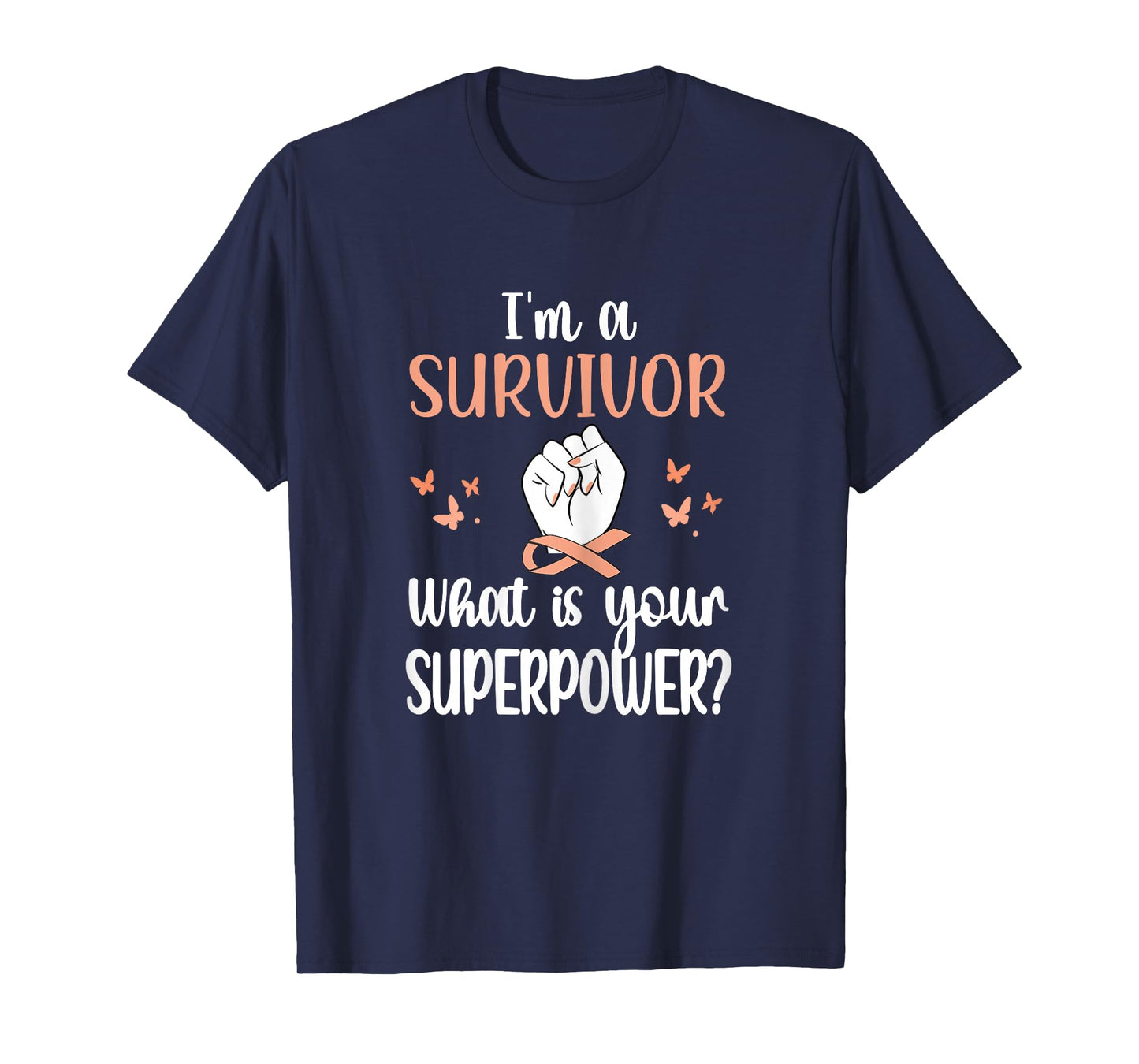 Uterine Cancer Survivor | Peach Ribbon Endometrial Cancer T-Shirt