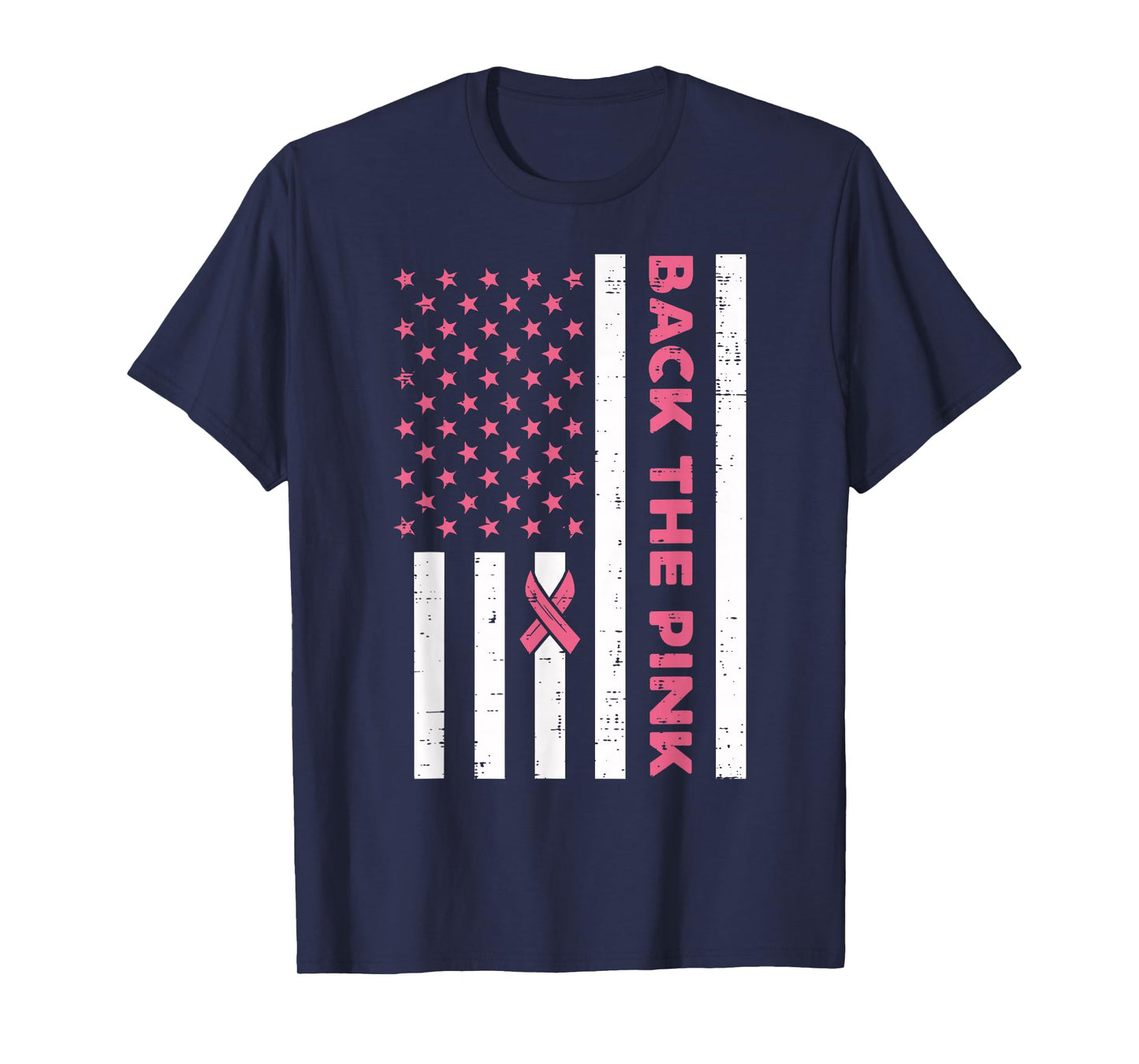 Breast Cancer Back The Pink US Flag Awareness Women Men Kids T-Shirt