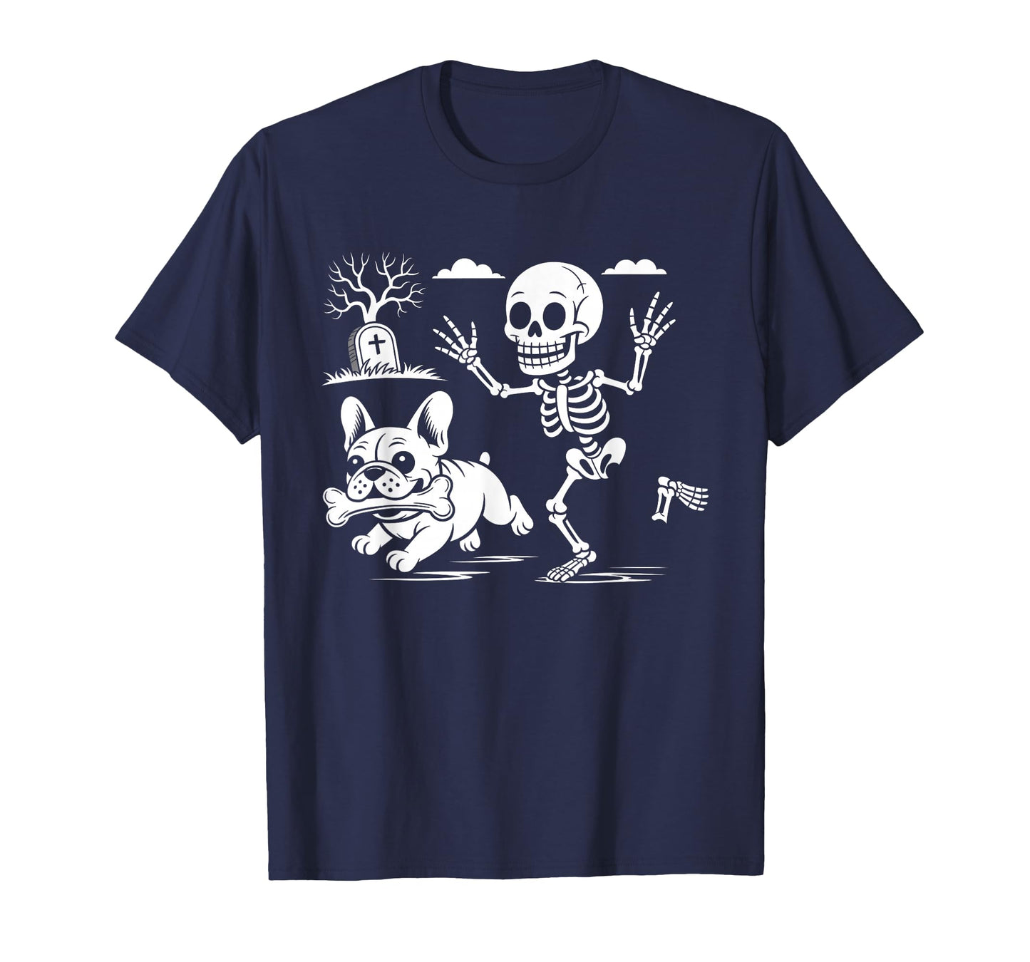 Funny Halloween French Bulldog Skeleton Spooky Season T-Shirt