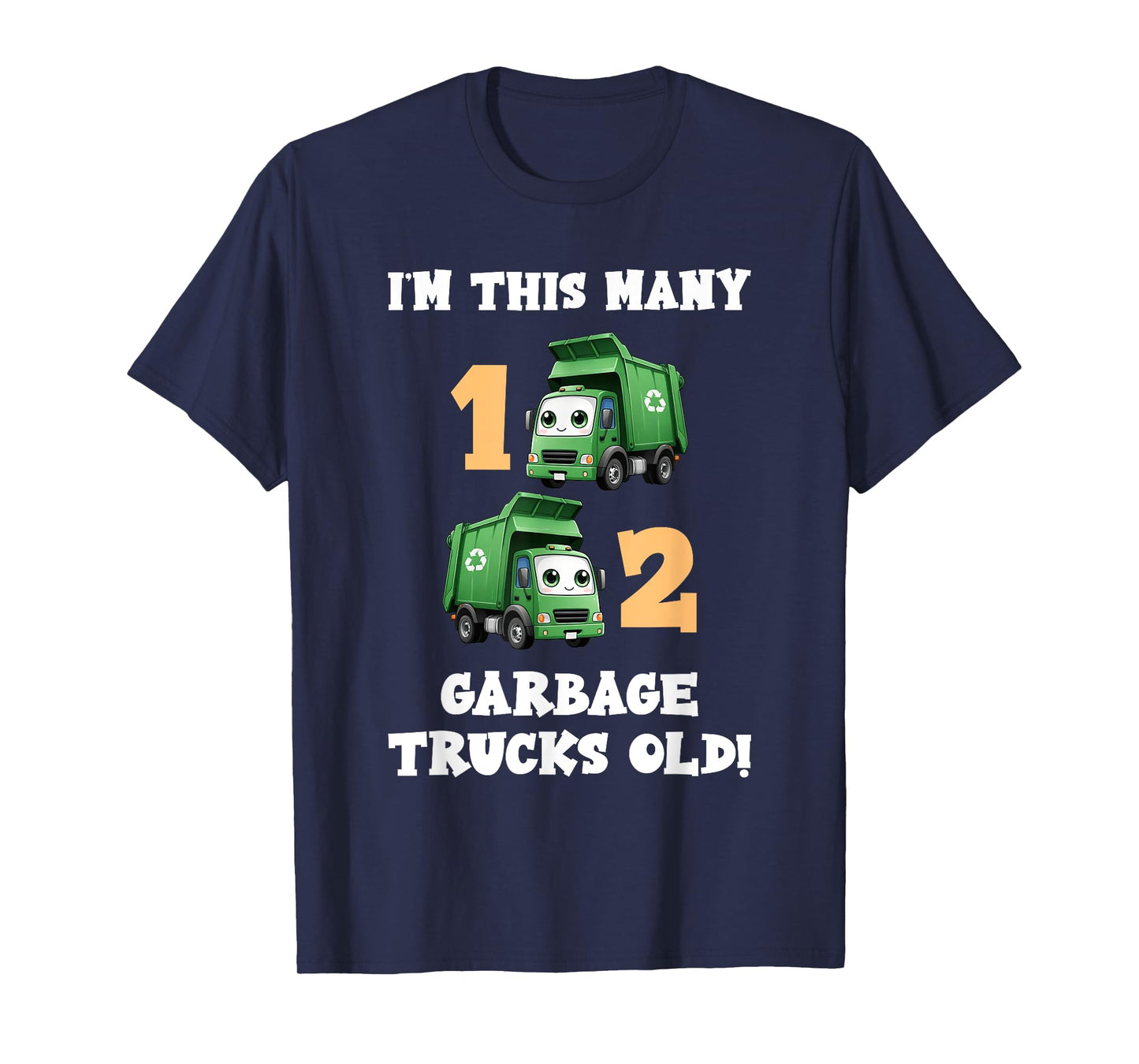 2nd Birthday Boy I'm This Many Garbage Trucks 2 Years Old T-Shirt
