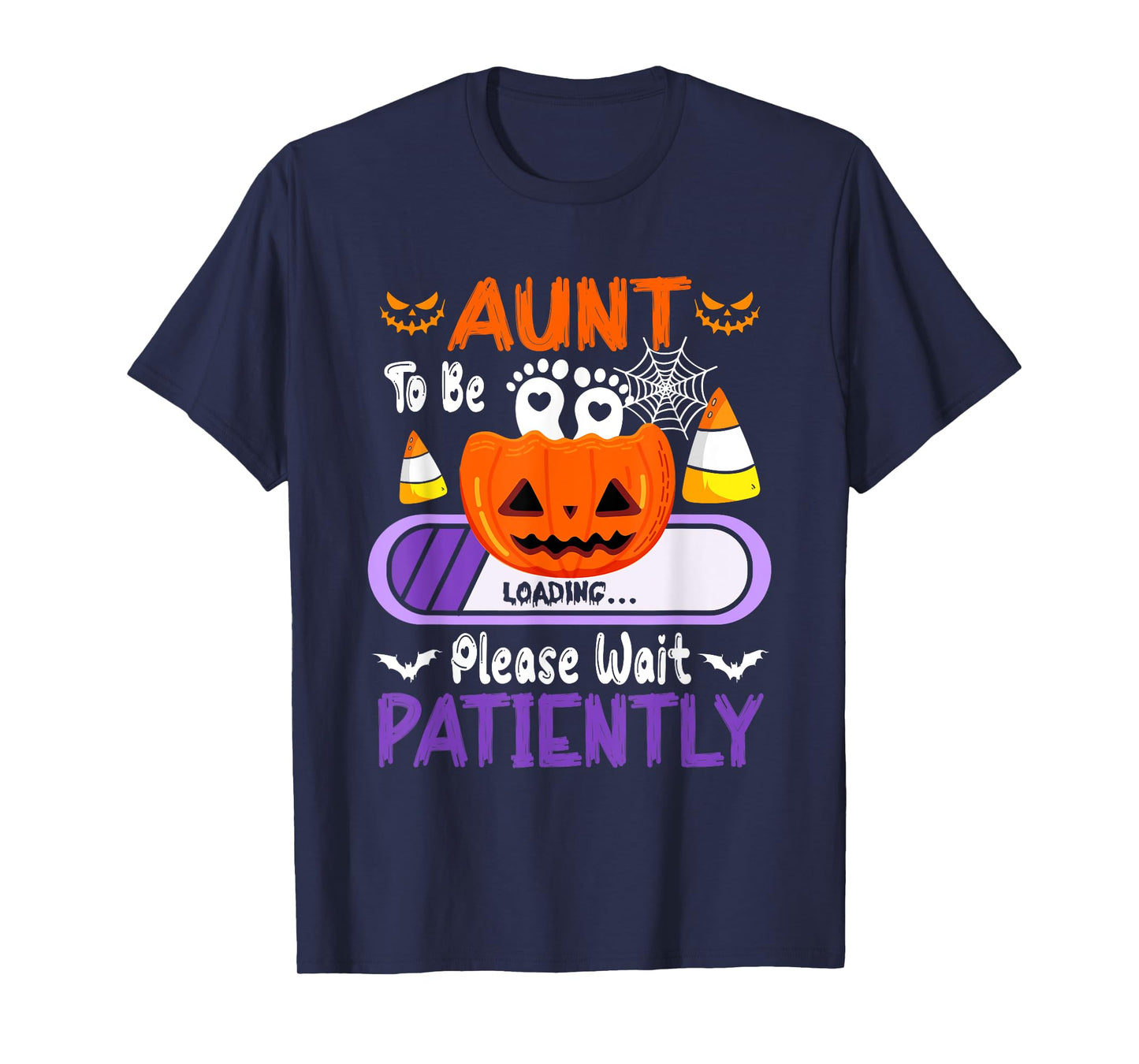 Aunt to Be Loading Halloween Pumpkin Expecting New Baby T-Shirt