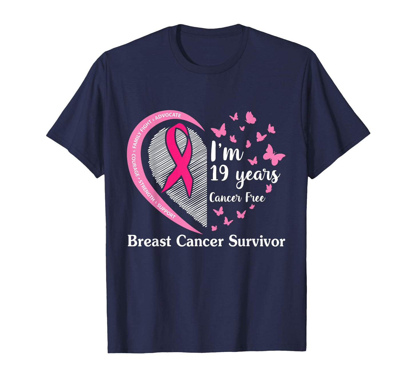 Family Fight Advocate Cour Strength I'm 19 Years Cancer Free T-Shirt