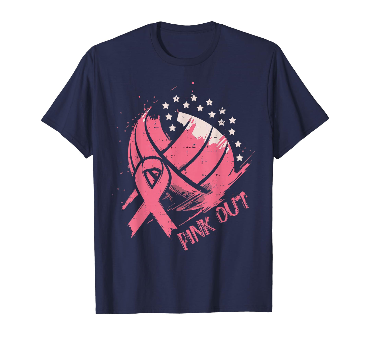 Breast Cancer Ribbon Volleyball Pink Out Aware Women Men Kid T-Shirt