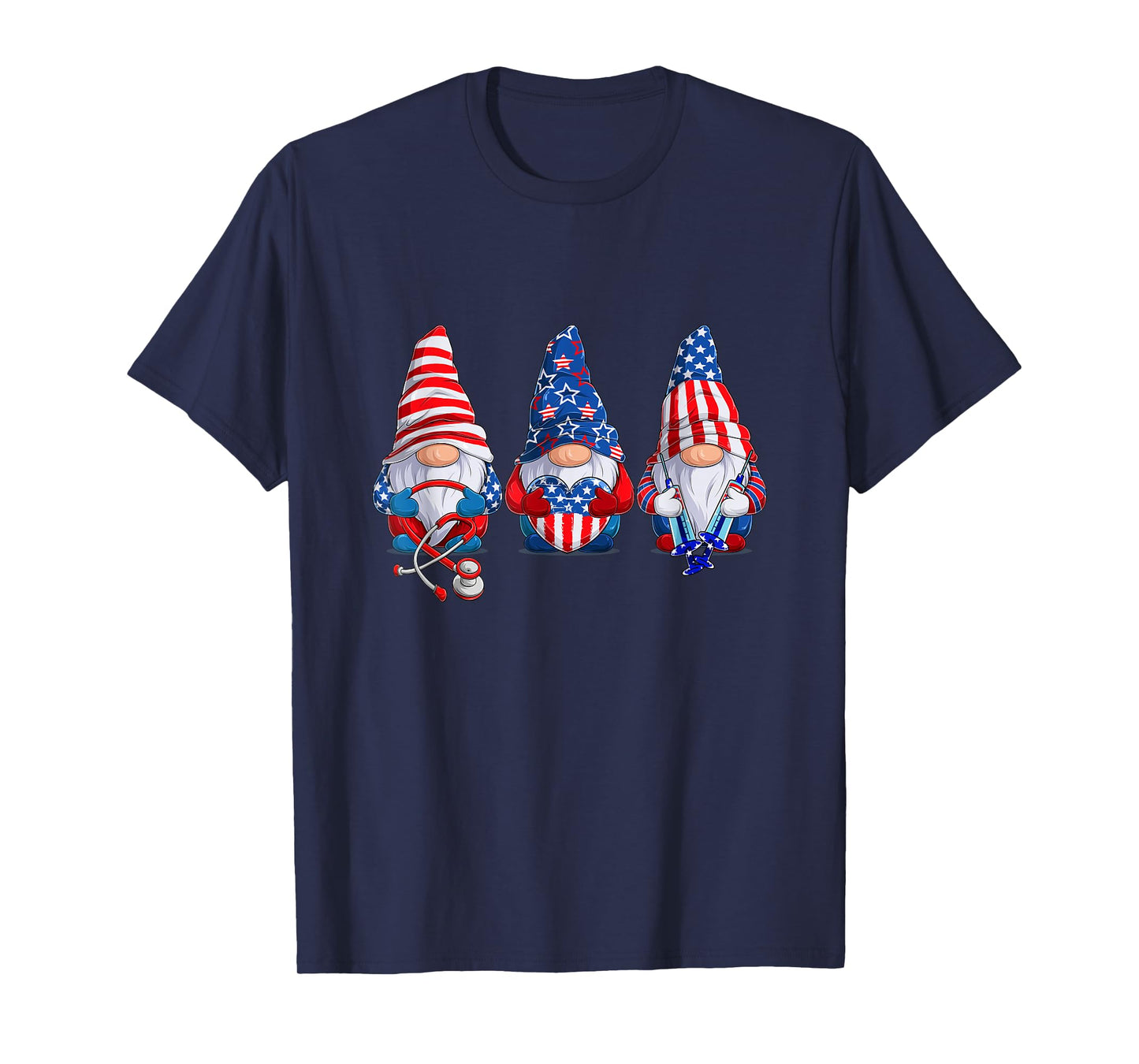 Stethoscope Nurse Life 4th July Gnome Nurse Independence Day T-Shirt