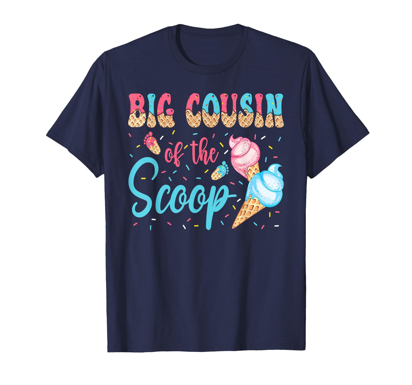 Big Cousin Of The Scoop Ice Cream Gender Reveal Baby Shower T-Shirt