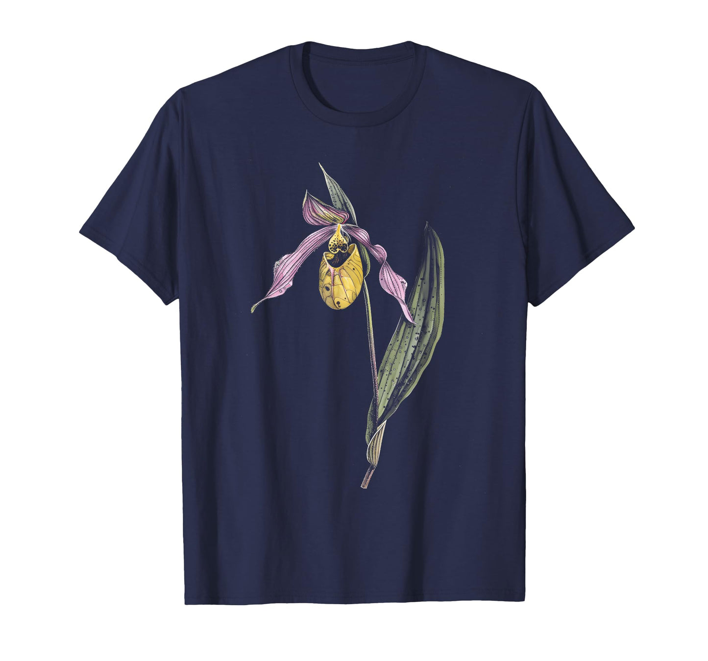 Botanical Lady's Slipper Orchid Flower Girl Floral Plant Mom T-Shirt