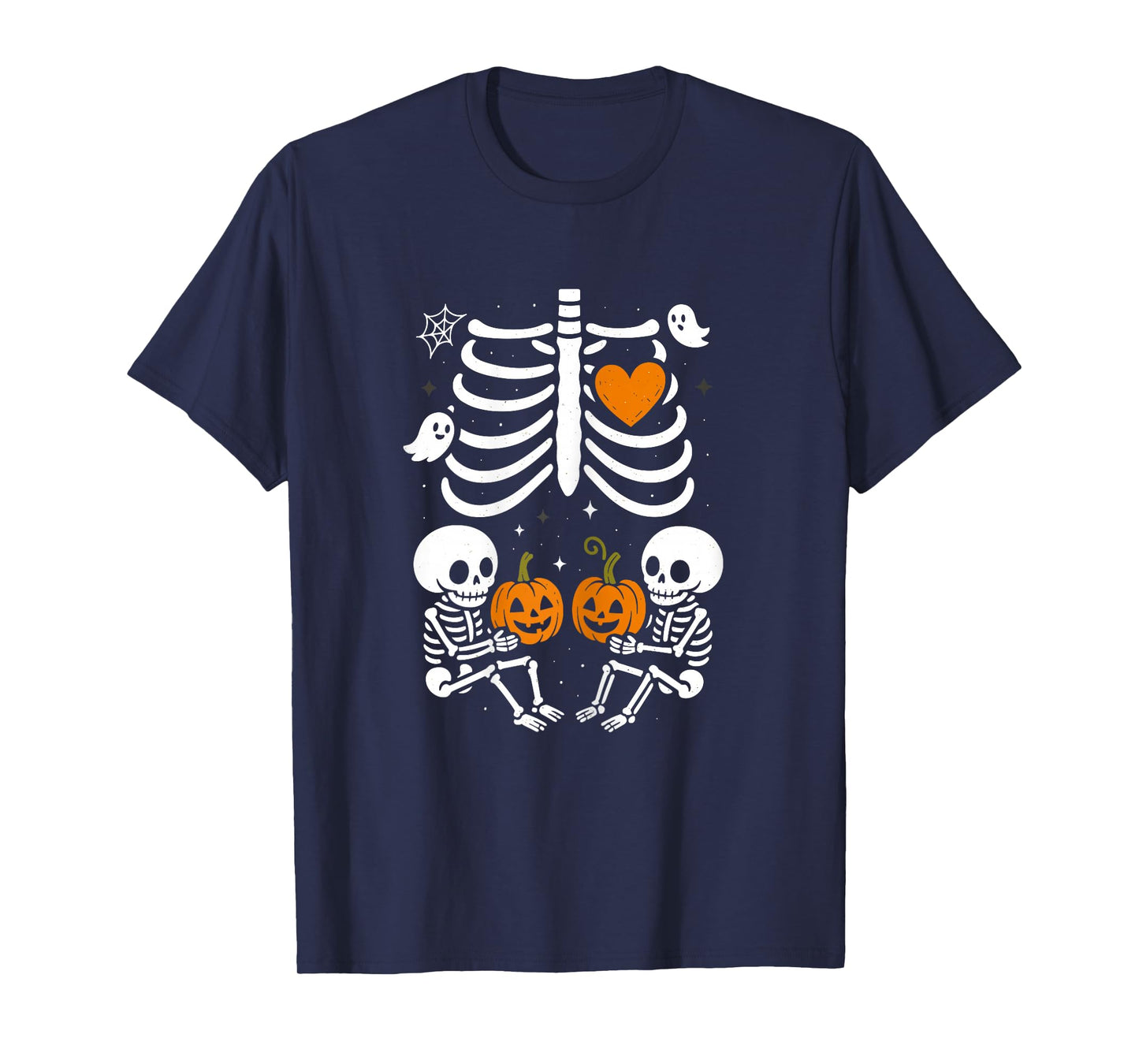 Skeleton Baby Twins Halloween Pregnancy Announcement Mom T-Shirt