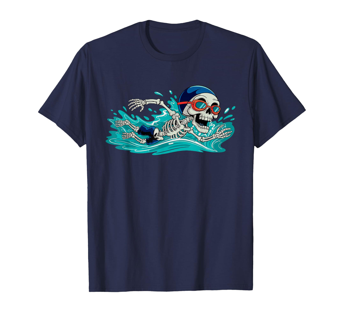 Funny Skeleton Swimming Halloween Costume Funny Mens Womens T-Shirt