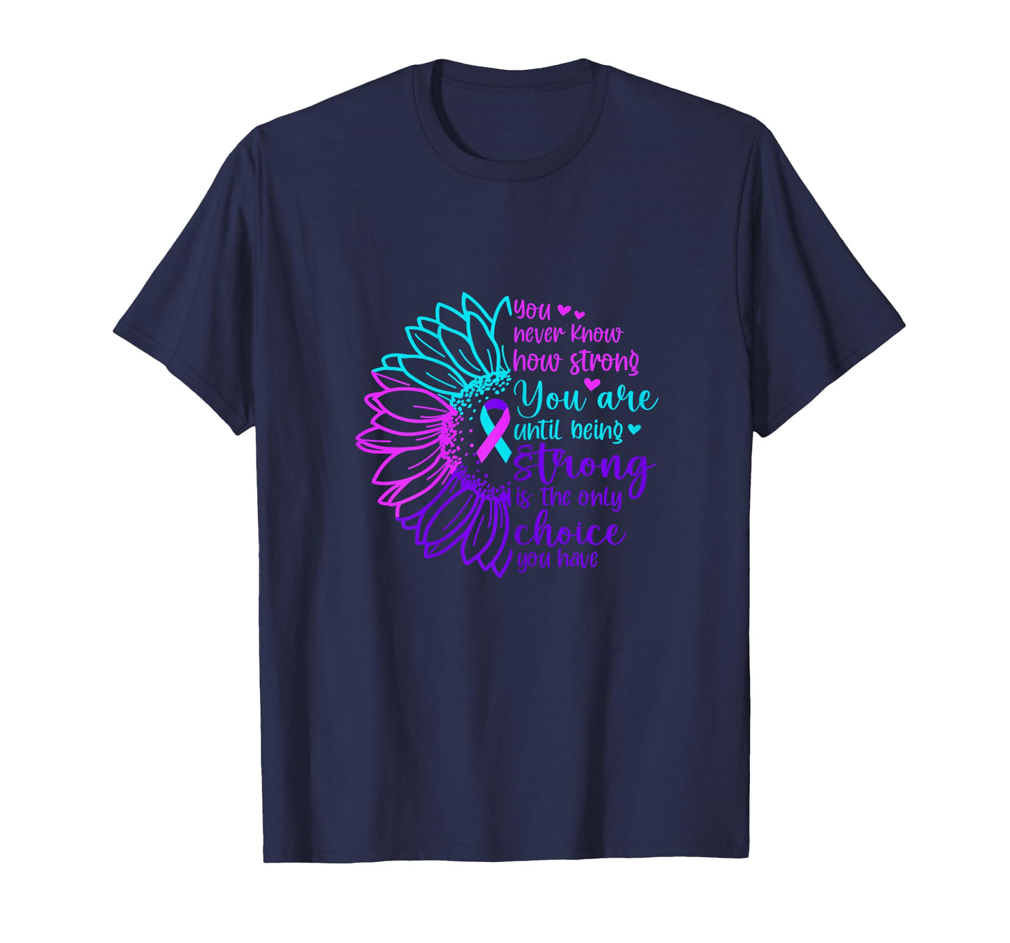Sunflower Thyroid Cancer Strong Awareness Ribbon T-Shirt