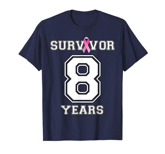 8 Years Breast Cancer Survivor Pink Ribbon Awareness ZL T-Shirt
