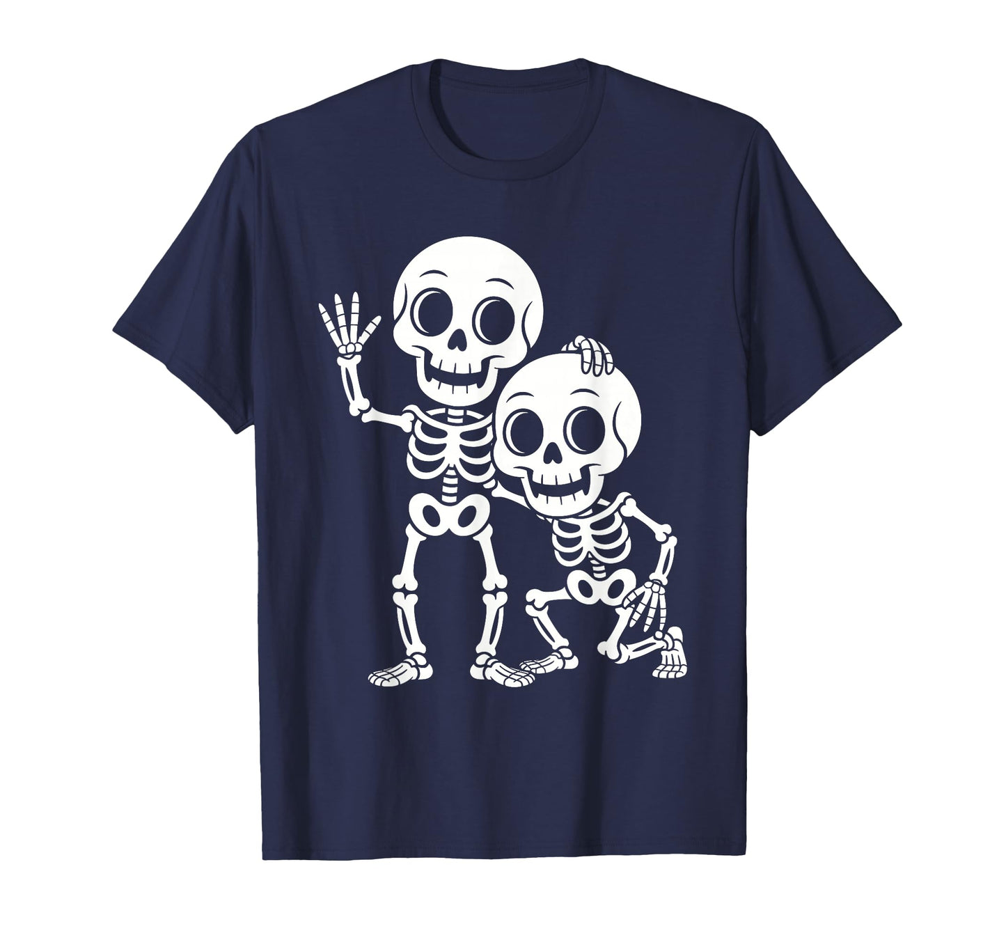 Cute Skeleton Couple Cartoon Bones Spooky Fun T-Shirt