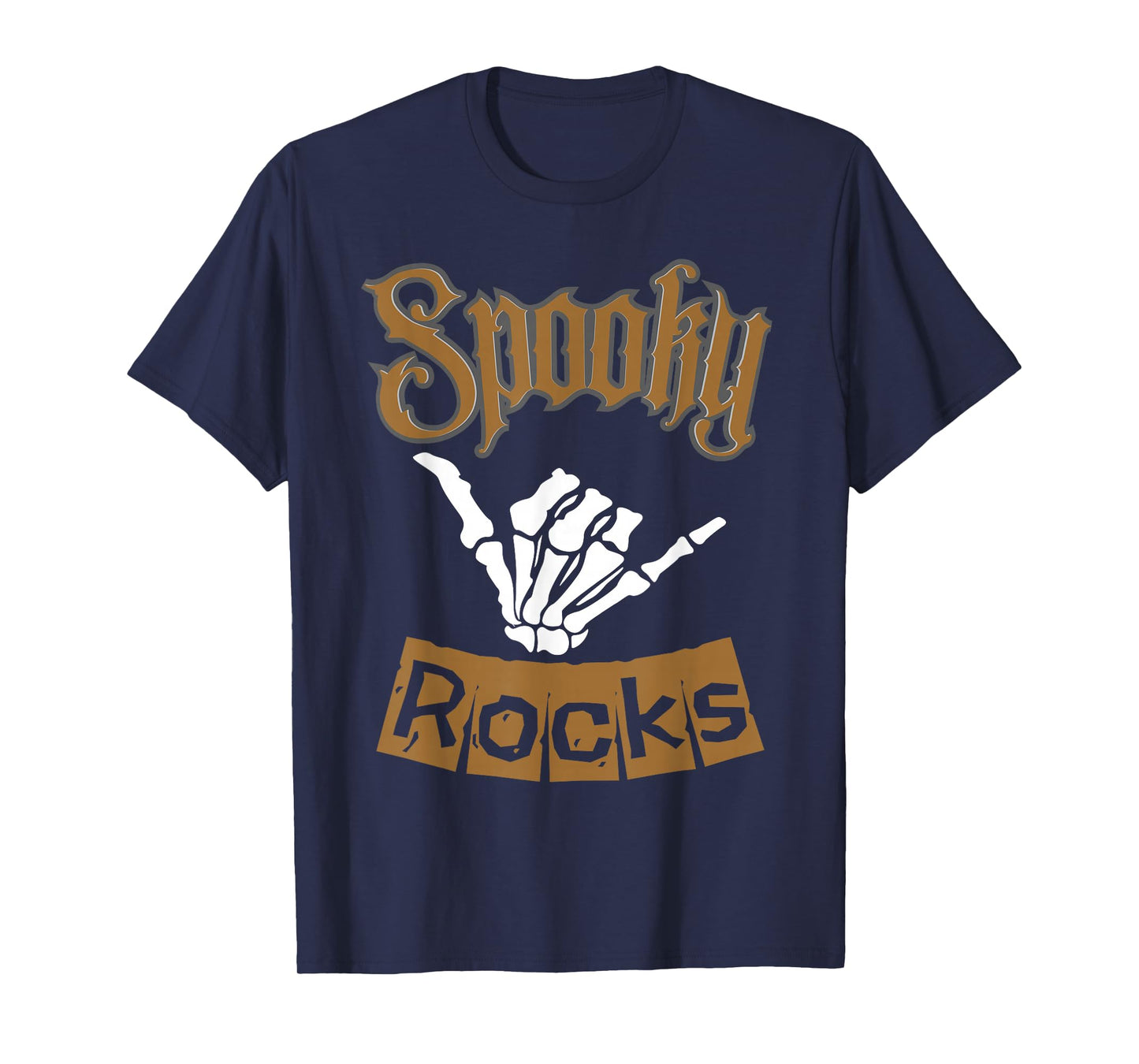 Funny Halloween Spooky Rocks Skeleton Shaka Greeting T-Shirt