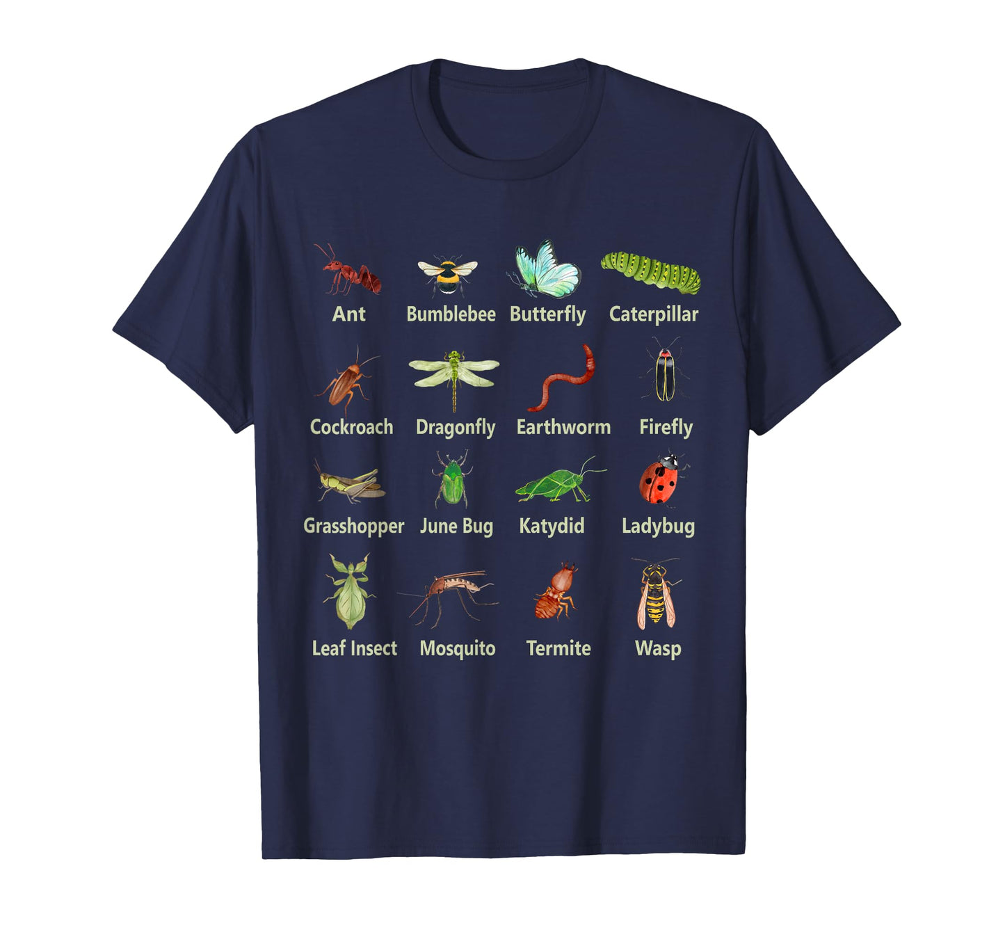 Types of Insects Funny Insect Names Bug Entomologist Kids T-Shirt