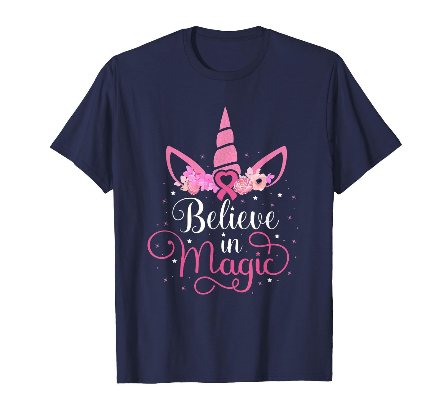 Breast Cancer Unicorn Magic Pink Ribbon Awareness Fighter T-Shirt